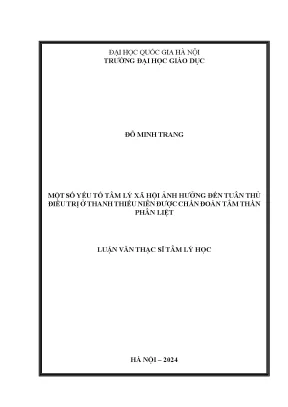 05050006264 một số yếu tố tâm lý xã hội ảnh hưởng đến tuân thủ điều trị ở thanh thiếu niên được chẩn đoán tâm thần phân liệt