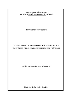 Giải pháp nâng cao quyết định chọn trường đại học nguyễn tất thành của học sinh trung học phổ thông