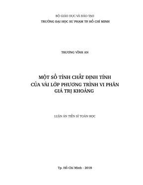 Luận án tiến sĩ toán học một số tính chất định tính của vài lớp phương trình vi phân giá trị khoảng