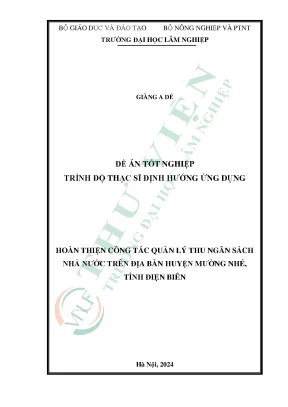 Hoàn thiện công tác quản lý thu ngân sách nhà nước trên địa bàn huyện mường nhé tỉnh điện biên