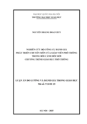 Nghiên cứu bộ công cụ đánh giá phát triển chuyên môn của giáo viên phổ thông trong bối cảnh đổi mới chƣơng trình giáo dục phổ thông