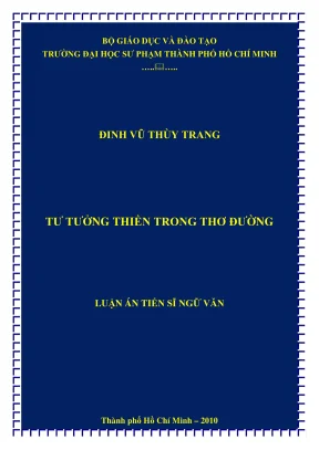 Luận án tiến sĩ văn học trung quốc tư tưởng thiền trong thơ đường