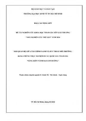 Mối quan hệ giữa tài chính xanh và suy thoái môi trường bằng chứng thực nghiệm ở các quốc gia tham gia sáng kiến vành đai con đường