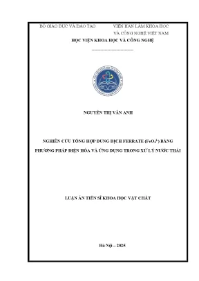 Nghiên cứu tổng hợp dung dịch ferrate feo42 bằng phương pháp điện hóa và ứng dụng trong xử lý nước thải luận án tiến sĩ khoa học vật chất