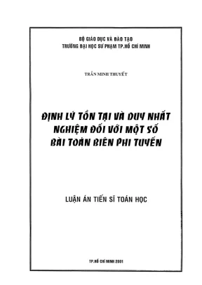 Luận án tiến sĩ toán học định lý tồn tại và duy nhất nghiệm đối với một số bài toán biên phi tuyến