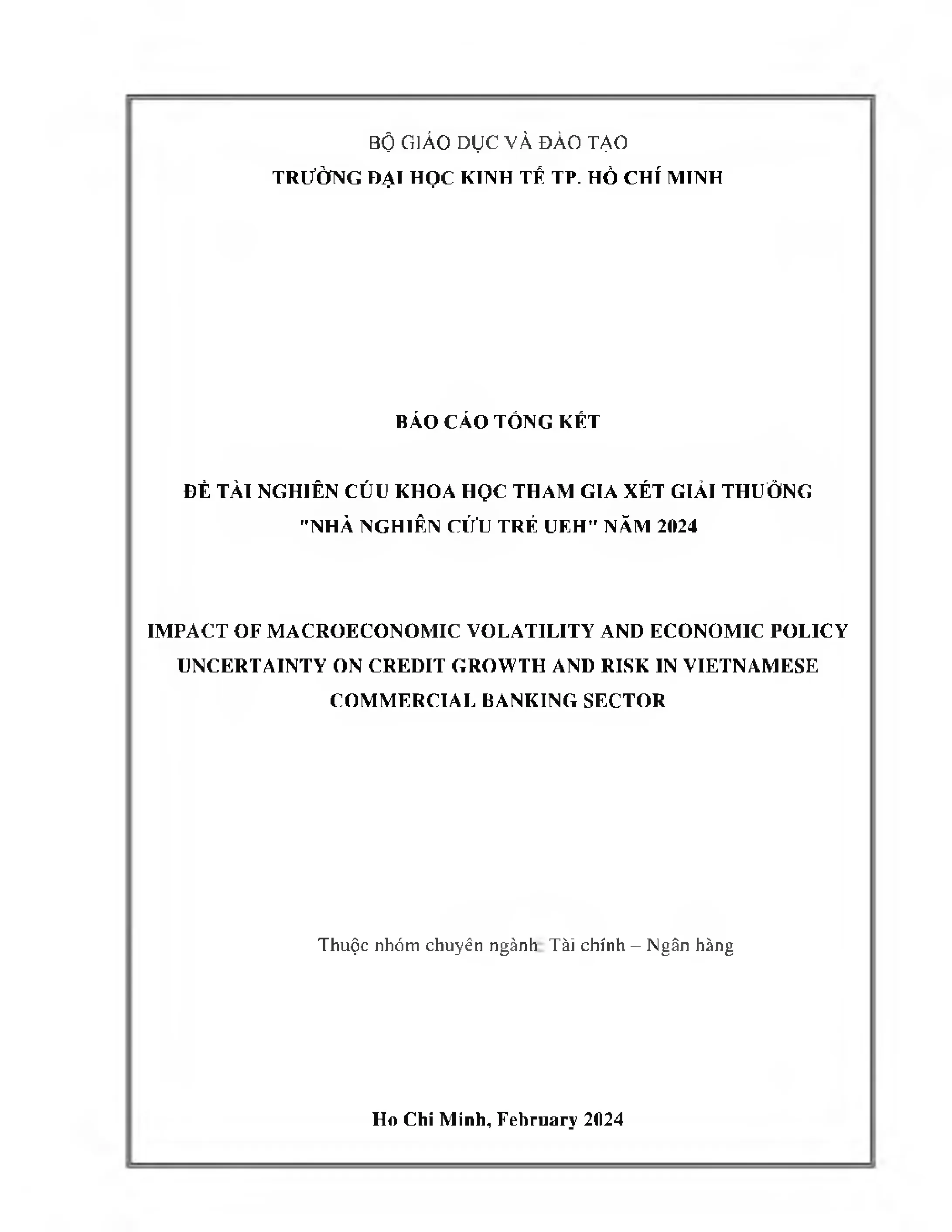 Impact of macroeconomic volatility and economic policy uncertainty on credit growth and risk in vietnamese commercial banking sector
