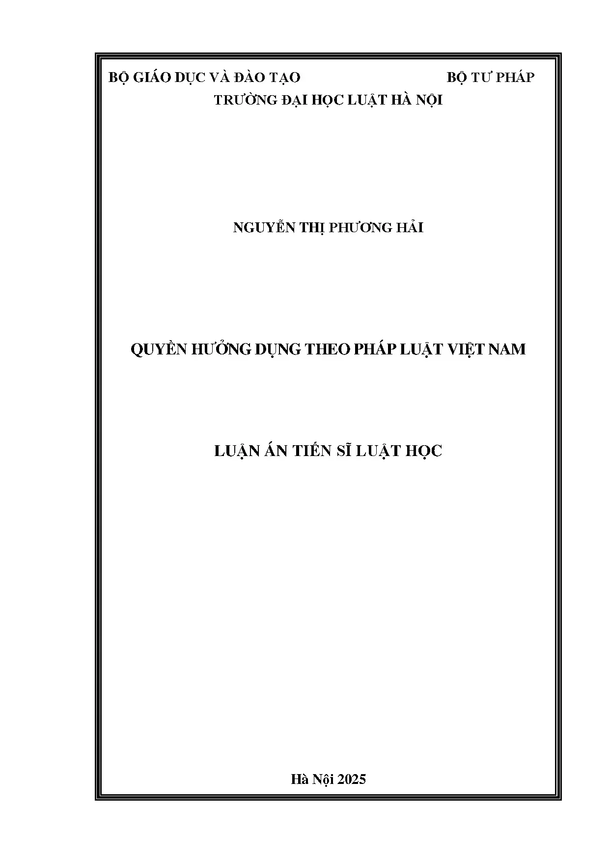 Quyền hưởng dụng theo pháp luật việt nam