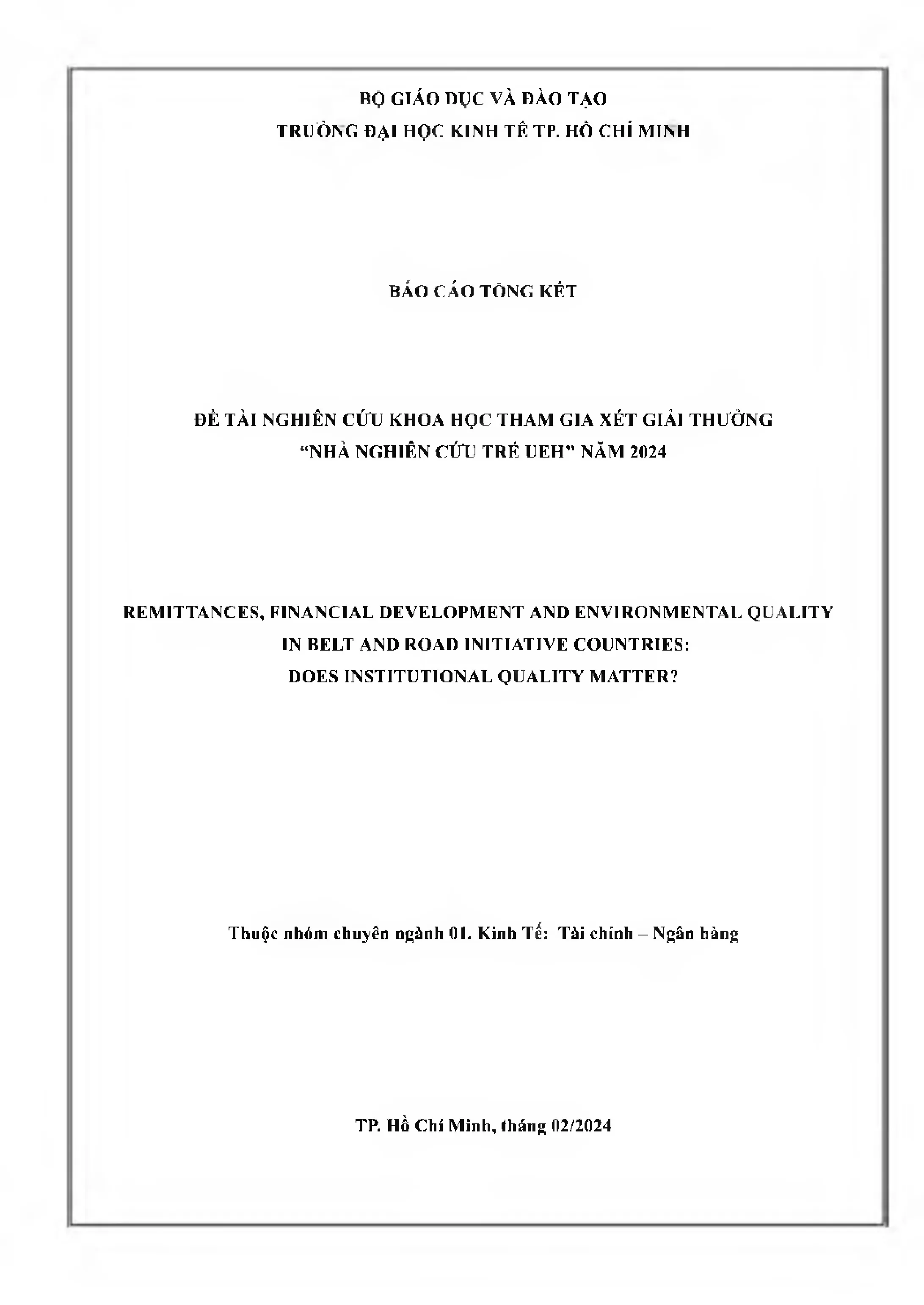 Remittances financial development and environmental quality in belt and road initiative countries does institutional quality matter