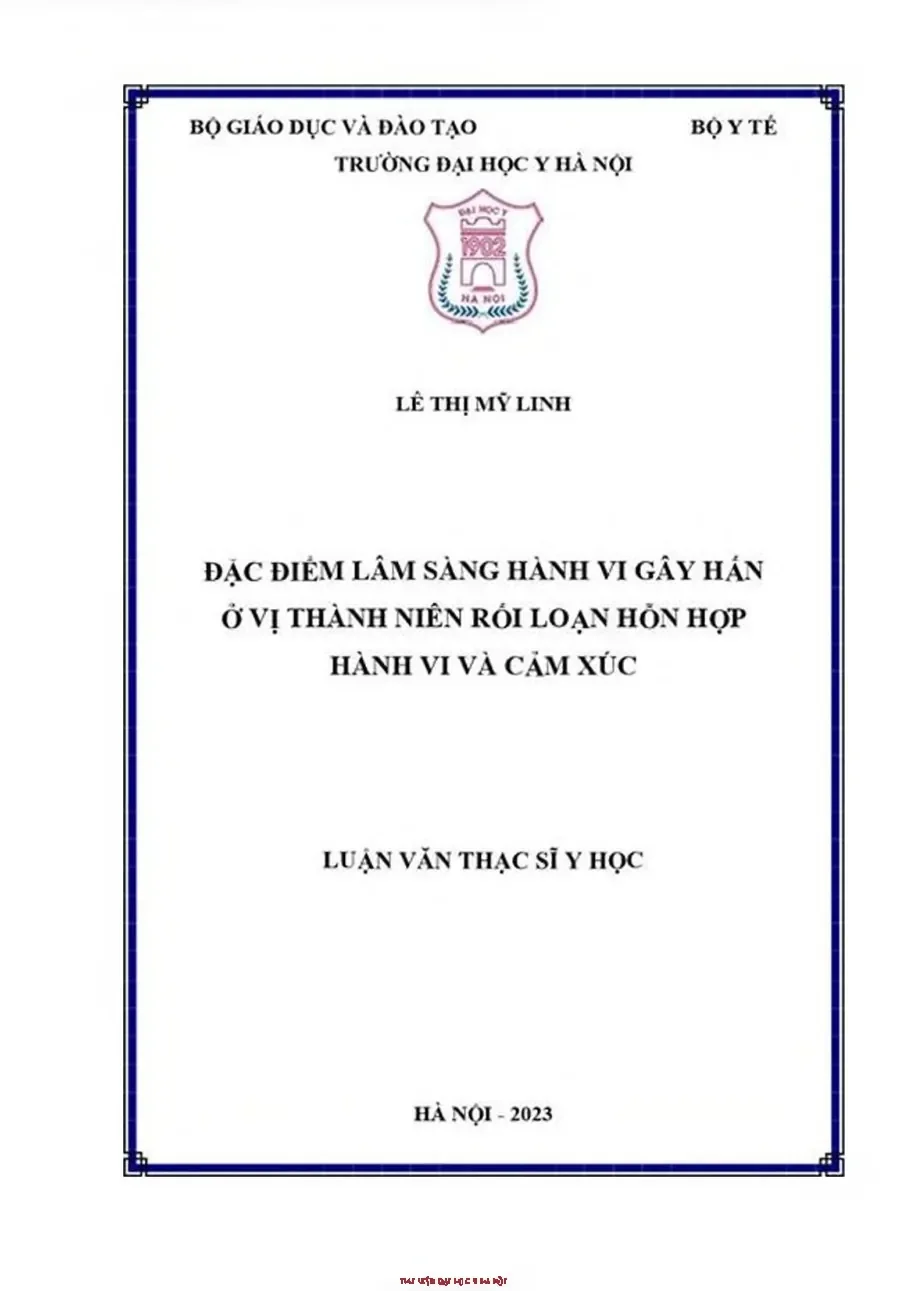 Đặc điểm lâm sàng hành vi gây hấn ở vị thành niên rối loạn hỗn hợp hành vi cảm xúc