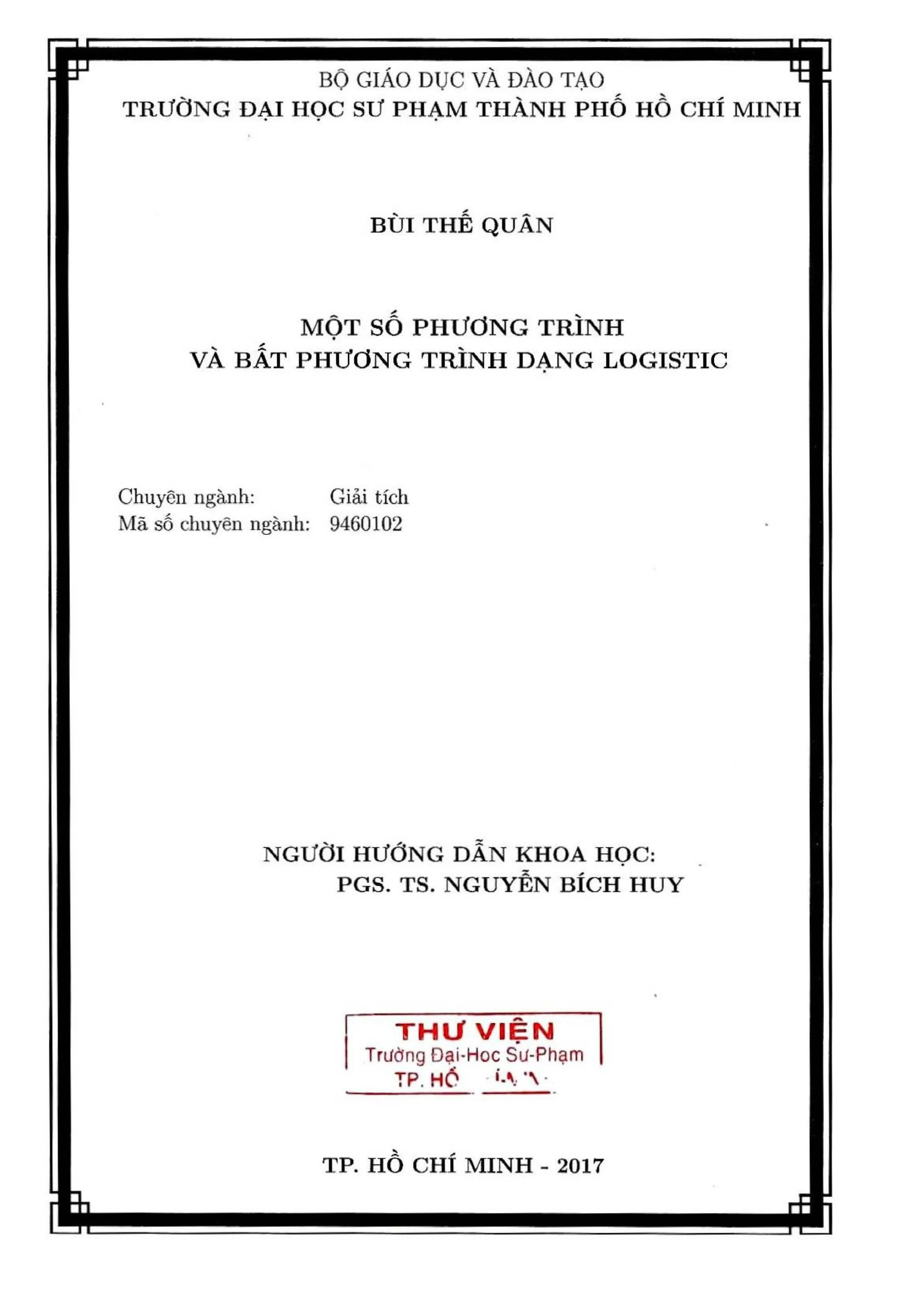 Luận án tiến sĩ toán học một số phương trình và bất phương trình dạng logistic