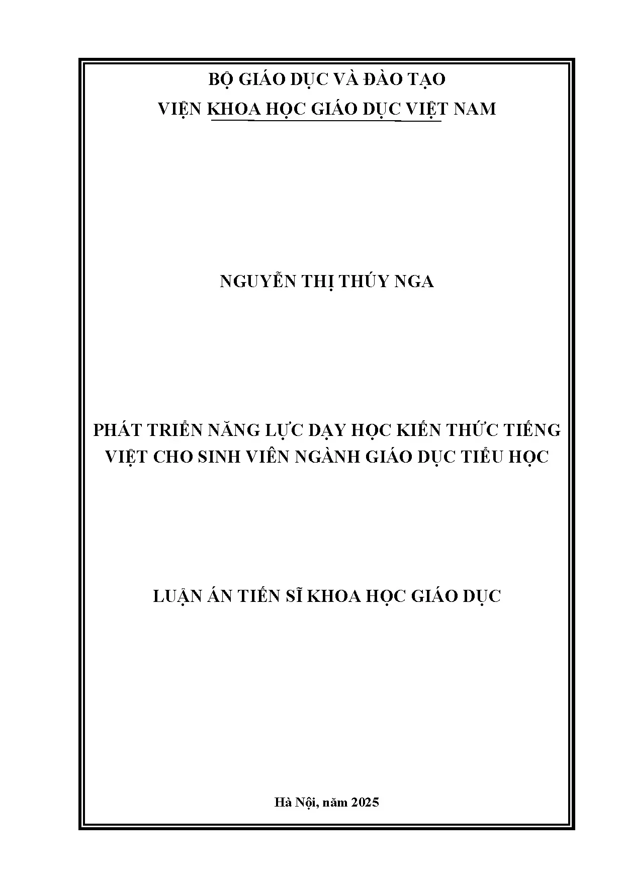 Phát triển năng lực dạy học kiến thức tiếng việt cho sinh viên ngành giáo dục tiểu học
