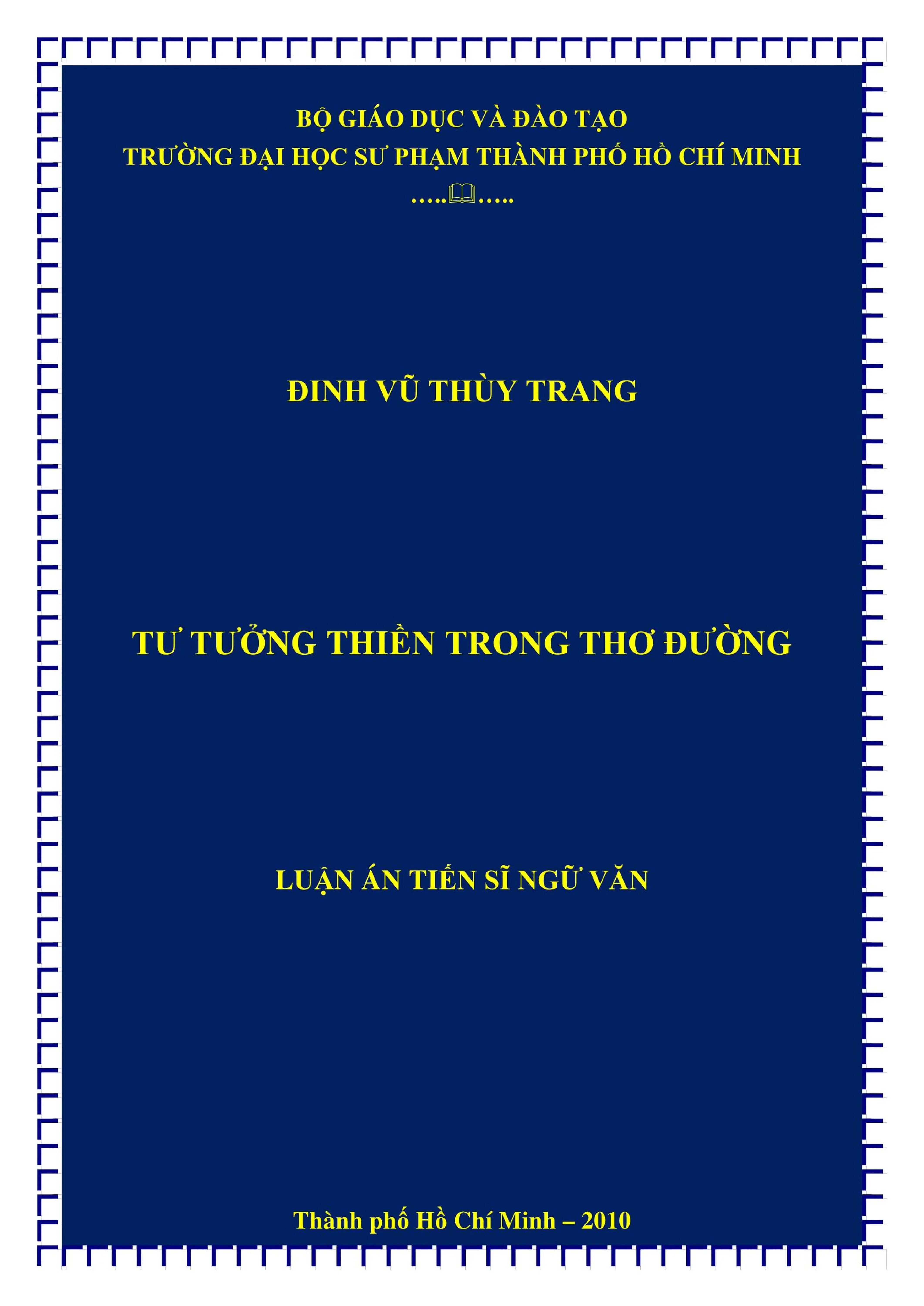 Luận án tiến sĩ văn học trung quốc tư tưởng thiền trong thơ đường