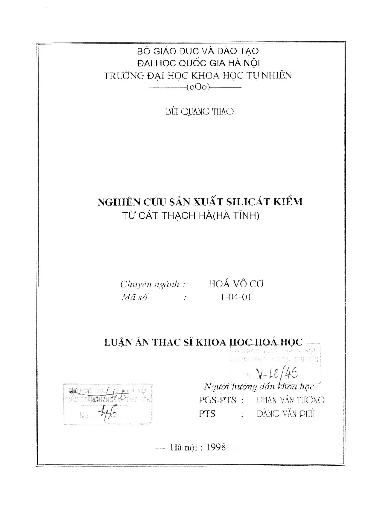 Nghiencuusanxuatsilicatkiemtucatthachhahatinh buiquangthao 1998 v l6 00046