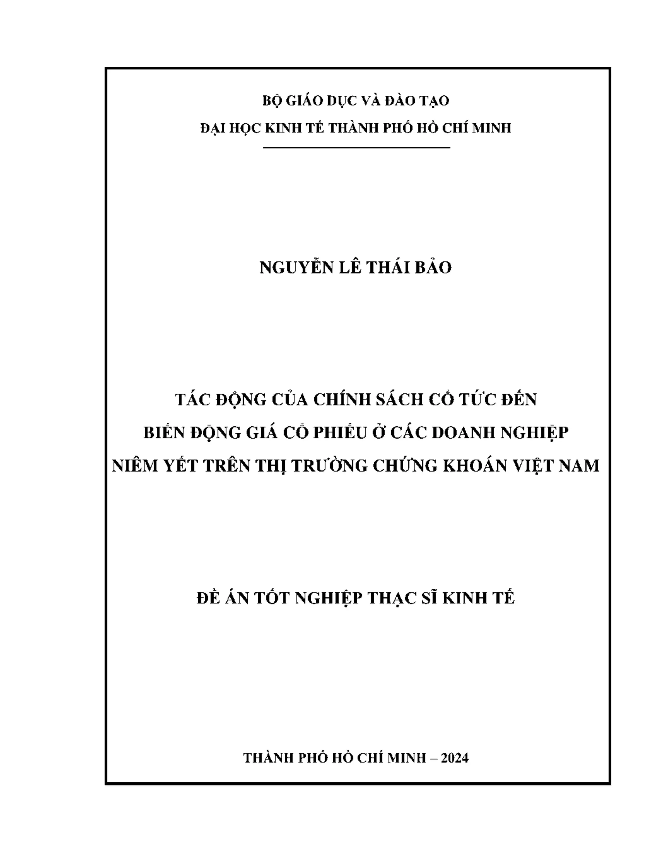 Tác động của chính sách cổ tức đến biến động giá cổ phiếu ở các doanh nghiệp niêm yết trên thị trường chứng khoán việt nam