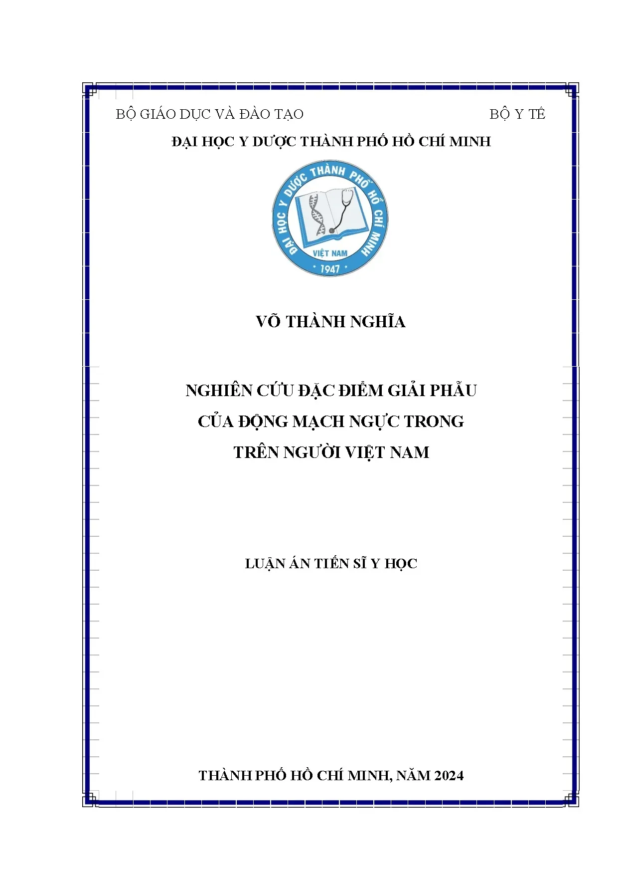Nghiên cứu đặc điểm giải phẫu động mạch ngực trong người Việt Nam