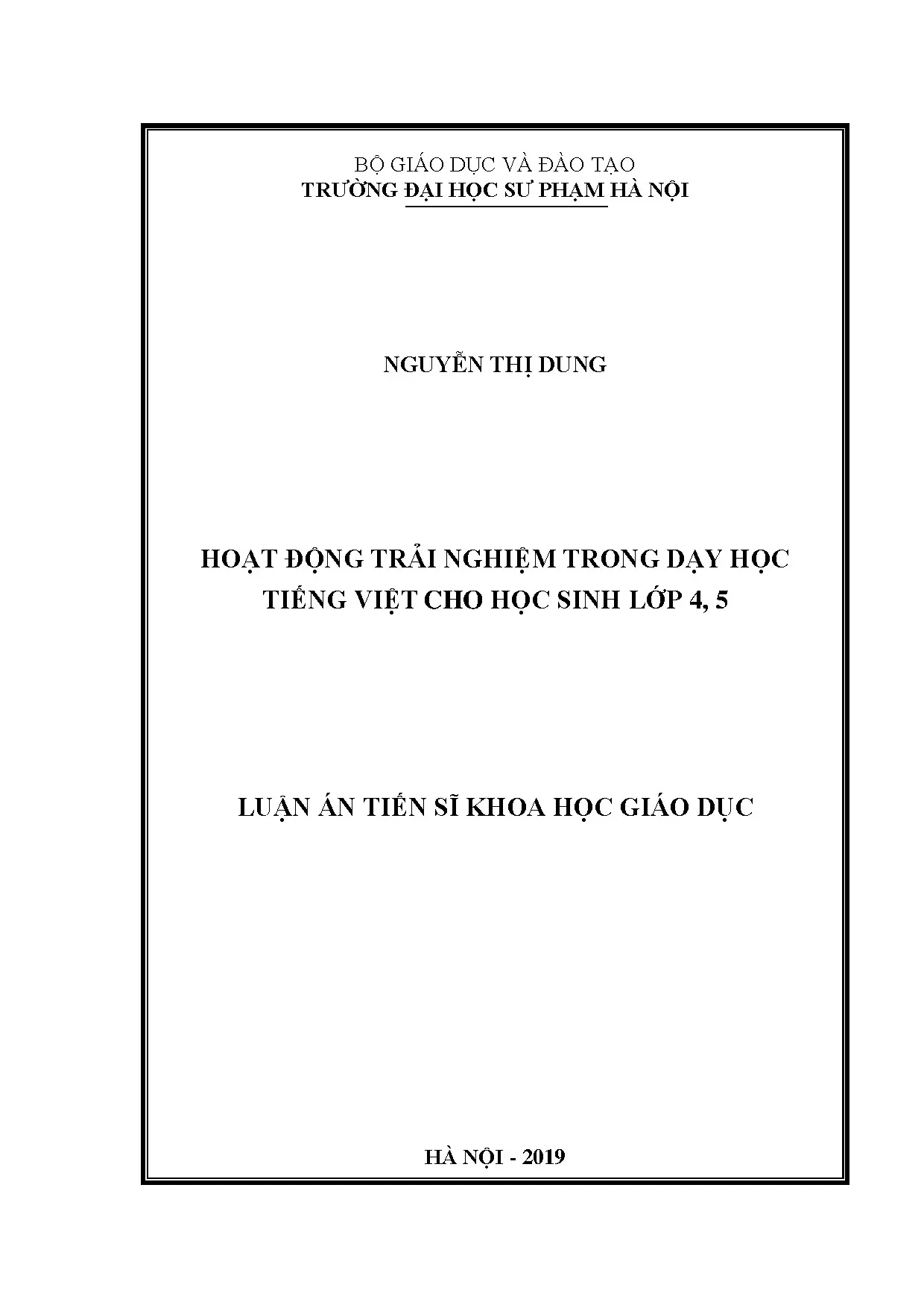 Hoạt động trải nghiệm trong dạy học Tiếng Việt lớp 4, 5