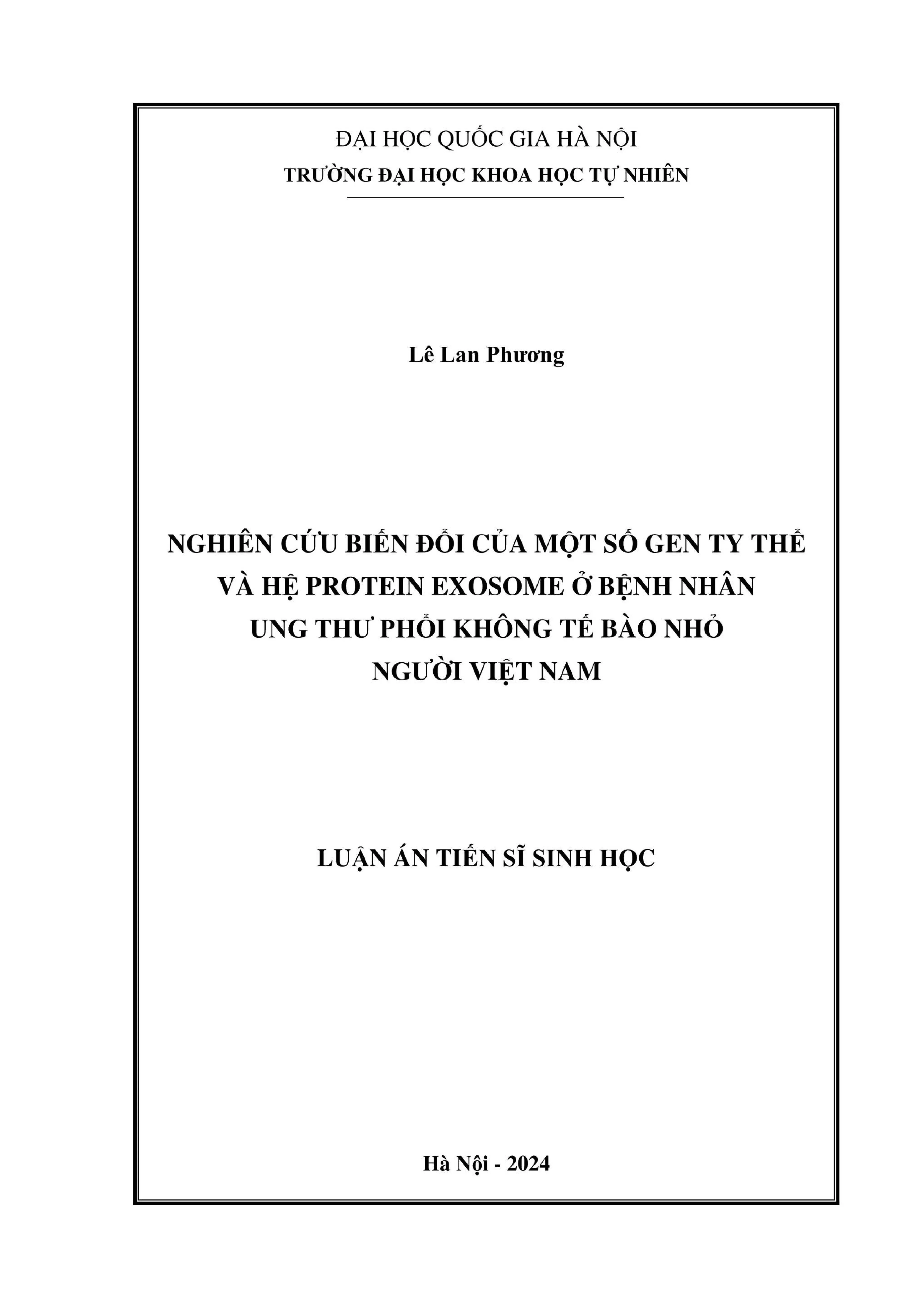 Biến đổi gen ty thể và protein exosome ung thư phổi không tế bào nhỏ