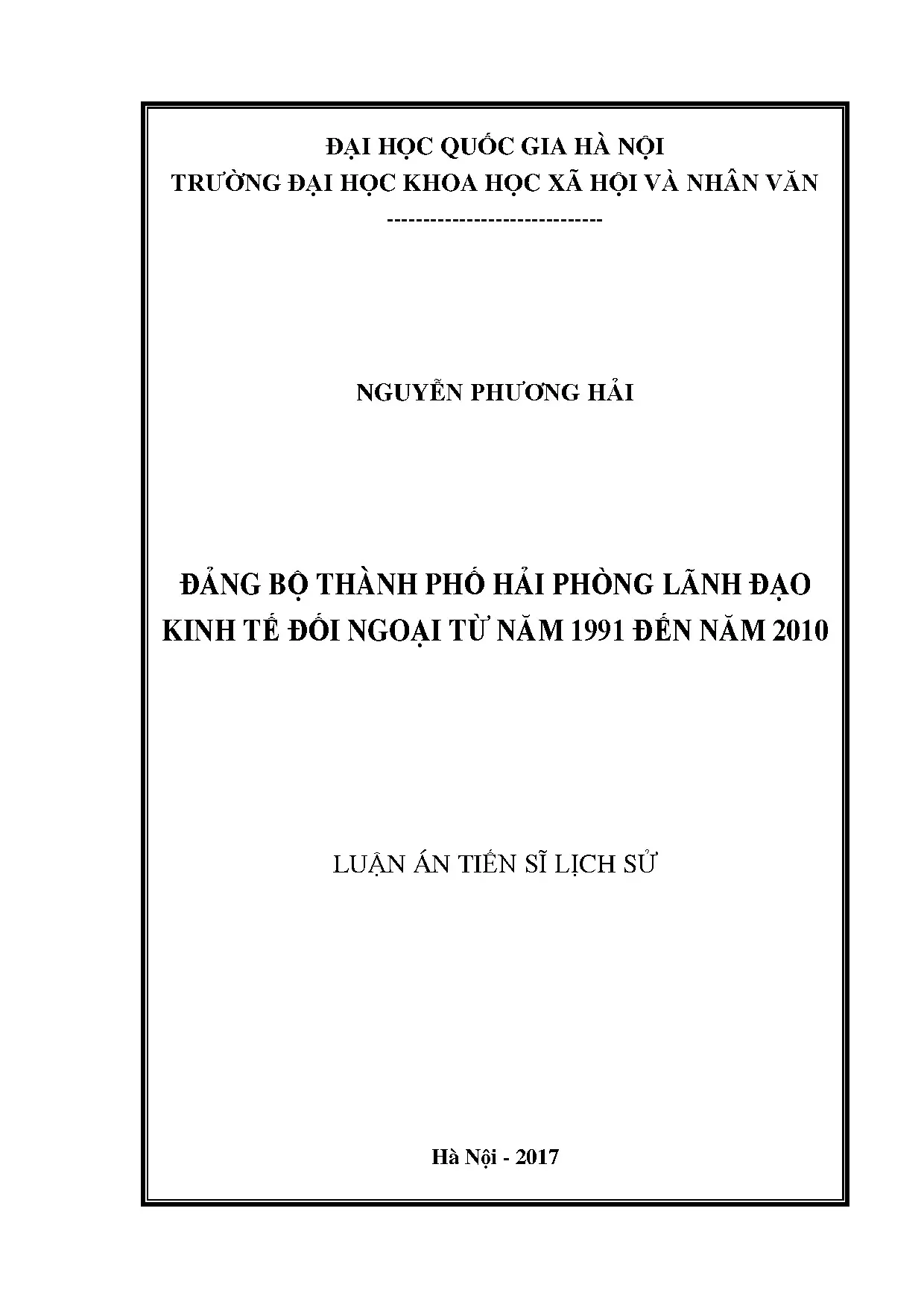 Đảng bộ Hải Phòng lãnh đạo kinh tế đối ngoại 1991-2010