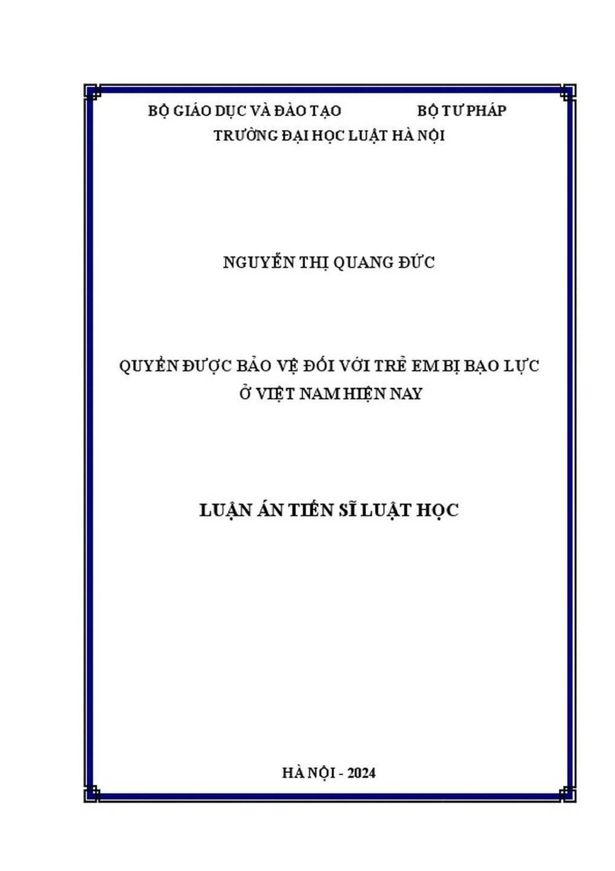 Quyền bảo vệ trẻ em bị bạo lực ở Việt Nam - Luận án tiến sĩ