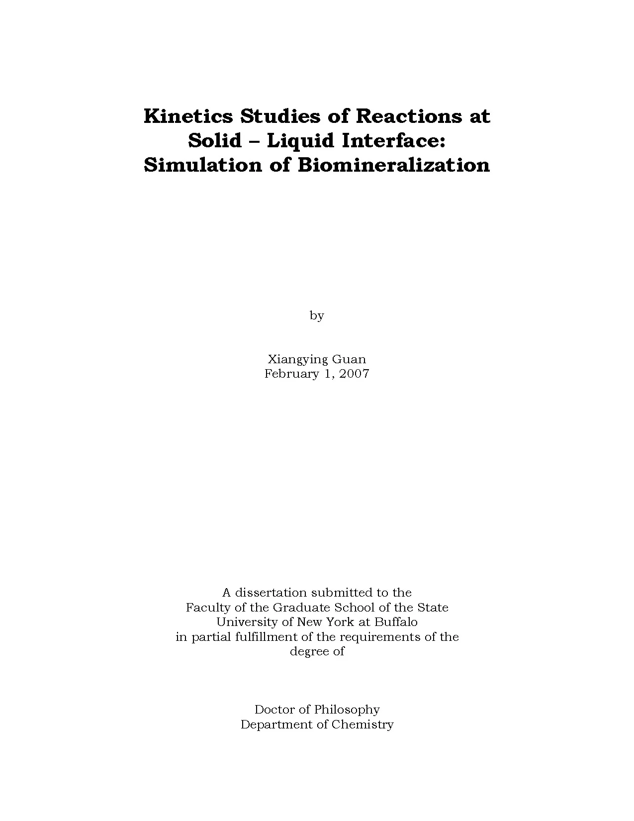 Kinetics studies of reactions at solid-liquid interface: Biomineralization