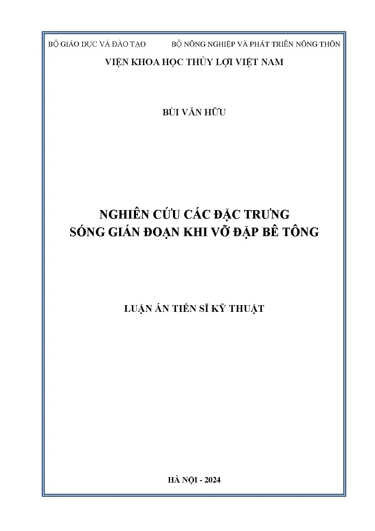 Nghiên cứu đặc trưng sóng gián đoạn khi vỡ đập bê tông