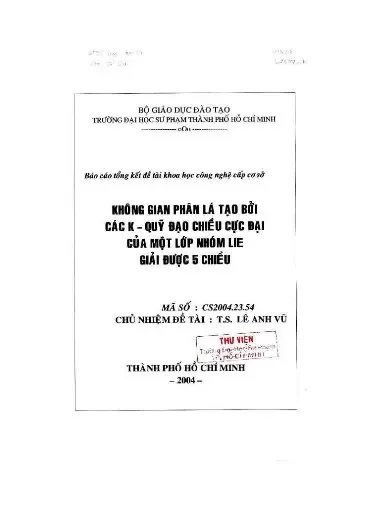 Không gian phân lá tạo bởi các k quỹ Đạo chiều cực Đại của một lớp nhóm lie giải Được 5 chiều