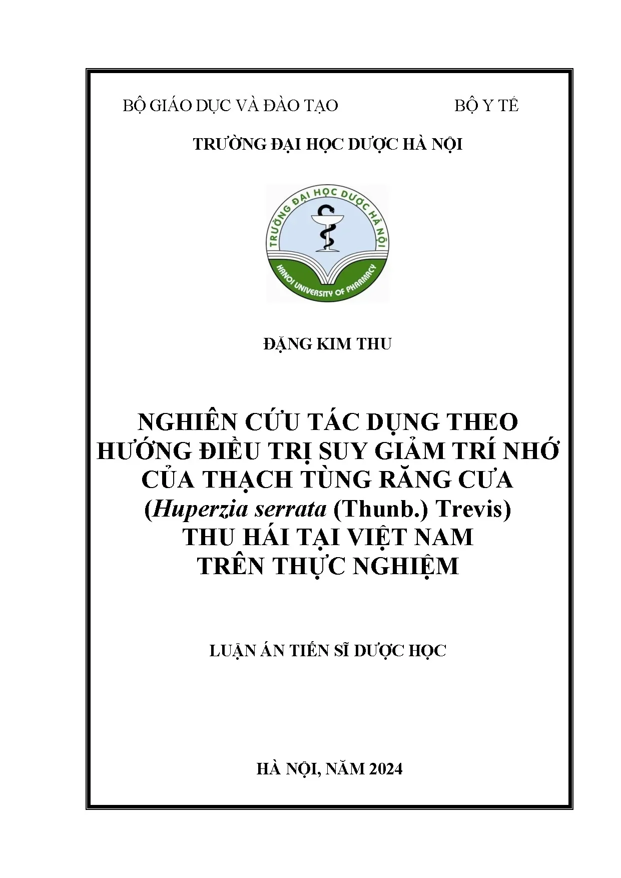Nghiên cứu tác dụng điều trị suy giảm trí nhớ của thạch tùng răng cưa