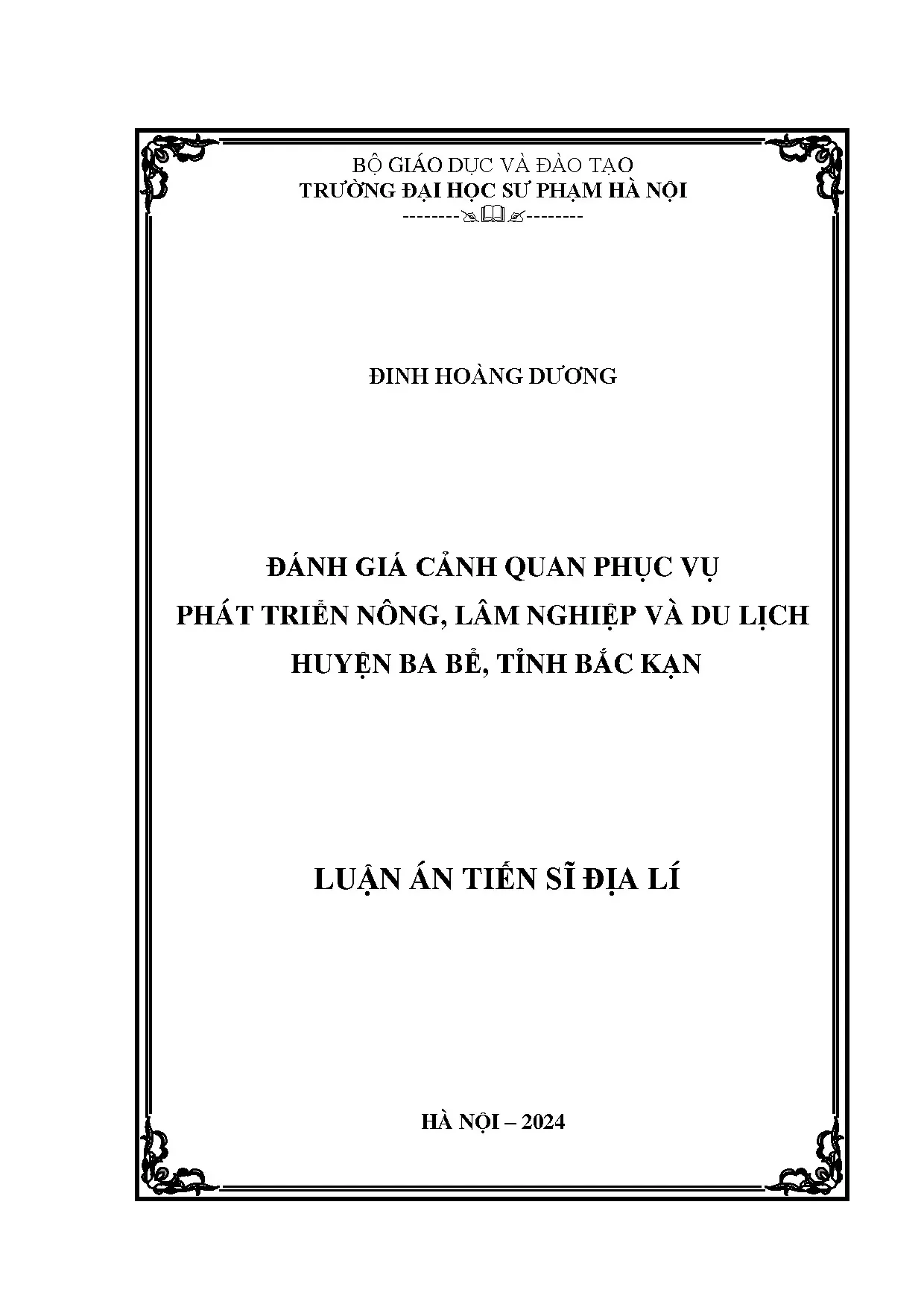 Đánh giá cảnh quan phục vụ phát triển nông, lâm nghiệp, du lịch Ba Bể