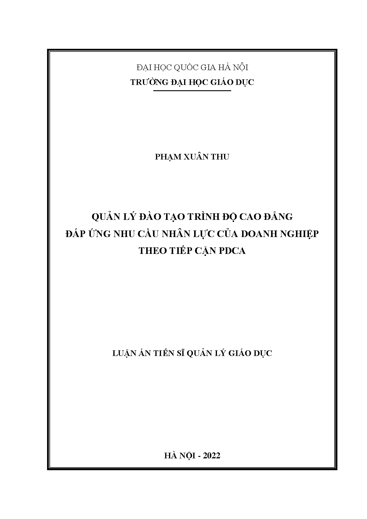 Quản lý đào tạo cao đẳng đáp ứng nhu cầu nhân lực theo PDCA