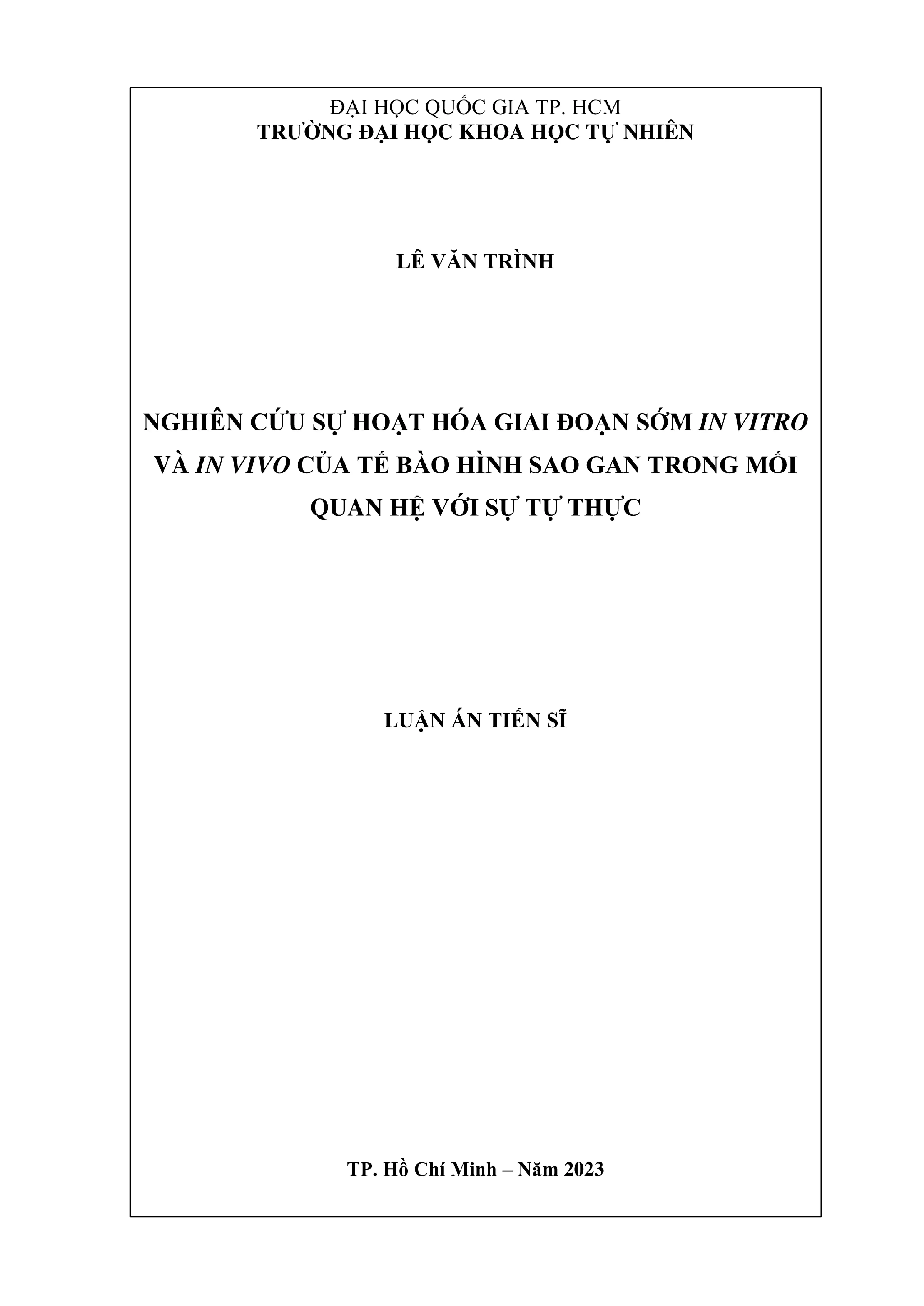 Hoạt hóa tế bào hình sao gan và vai trò tự thực bào