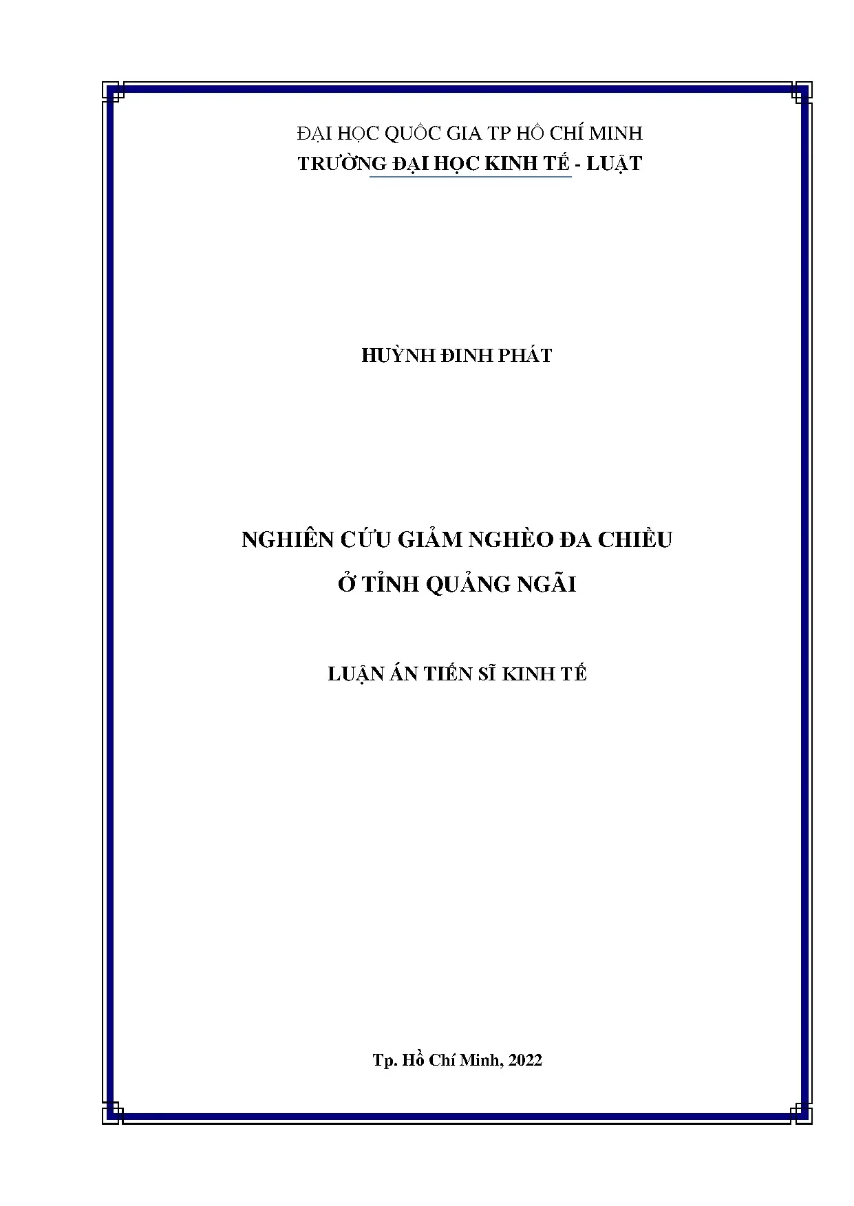 Giảm nghèo đa chiều ở Quảng Ngãi - Luận án tiến sĩ