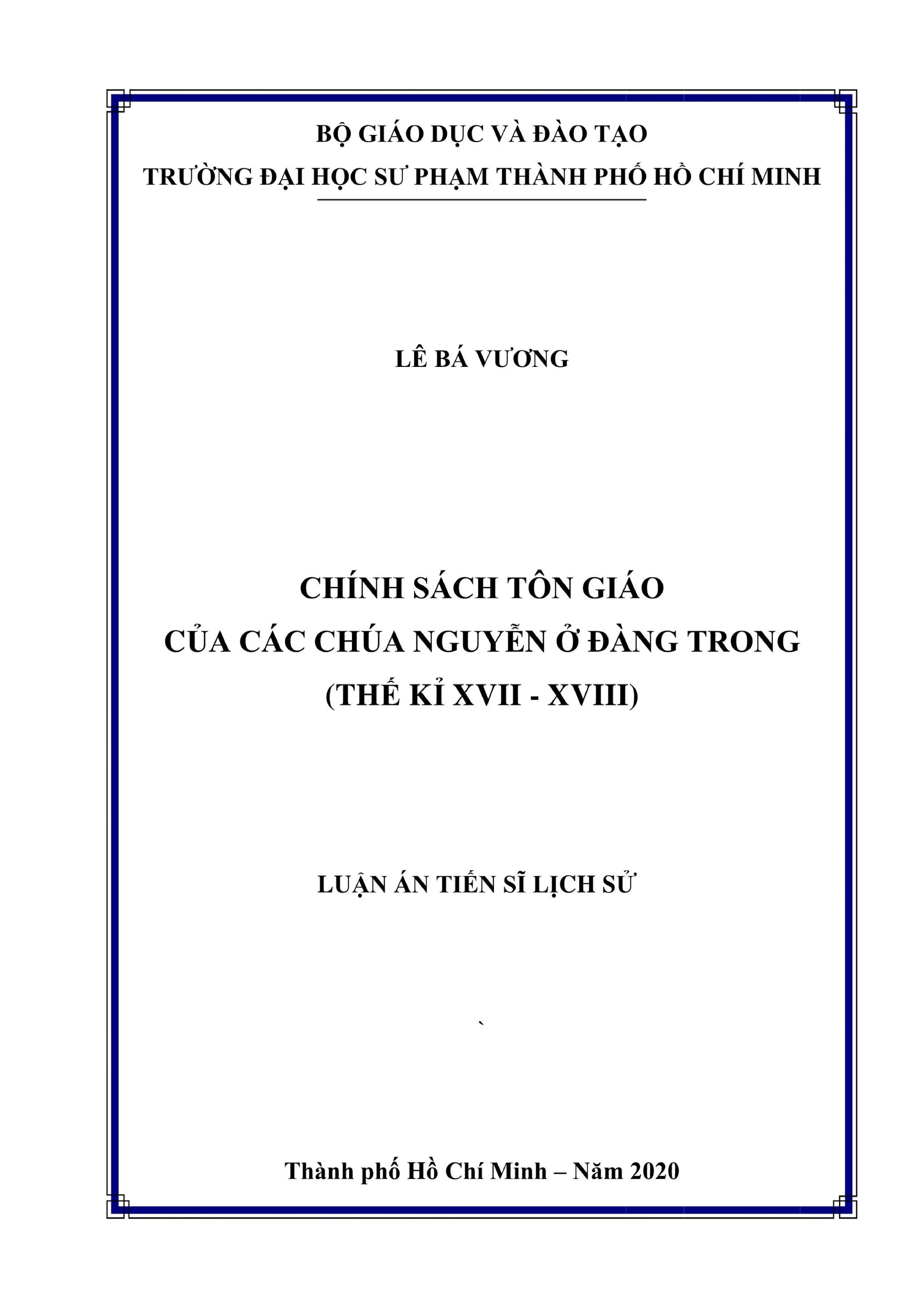 Chính sách tôn giáo của các chúa Nguyễn thế kỷ XVII-XVIII