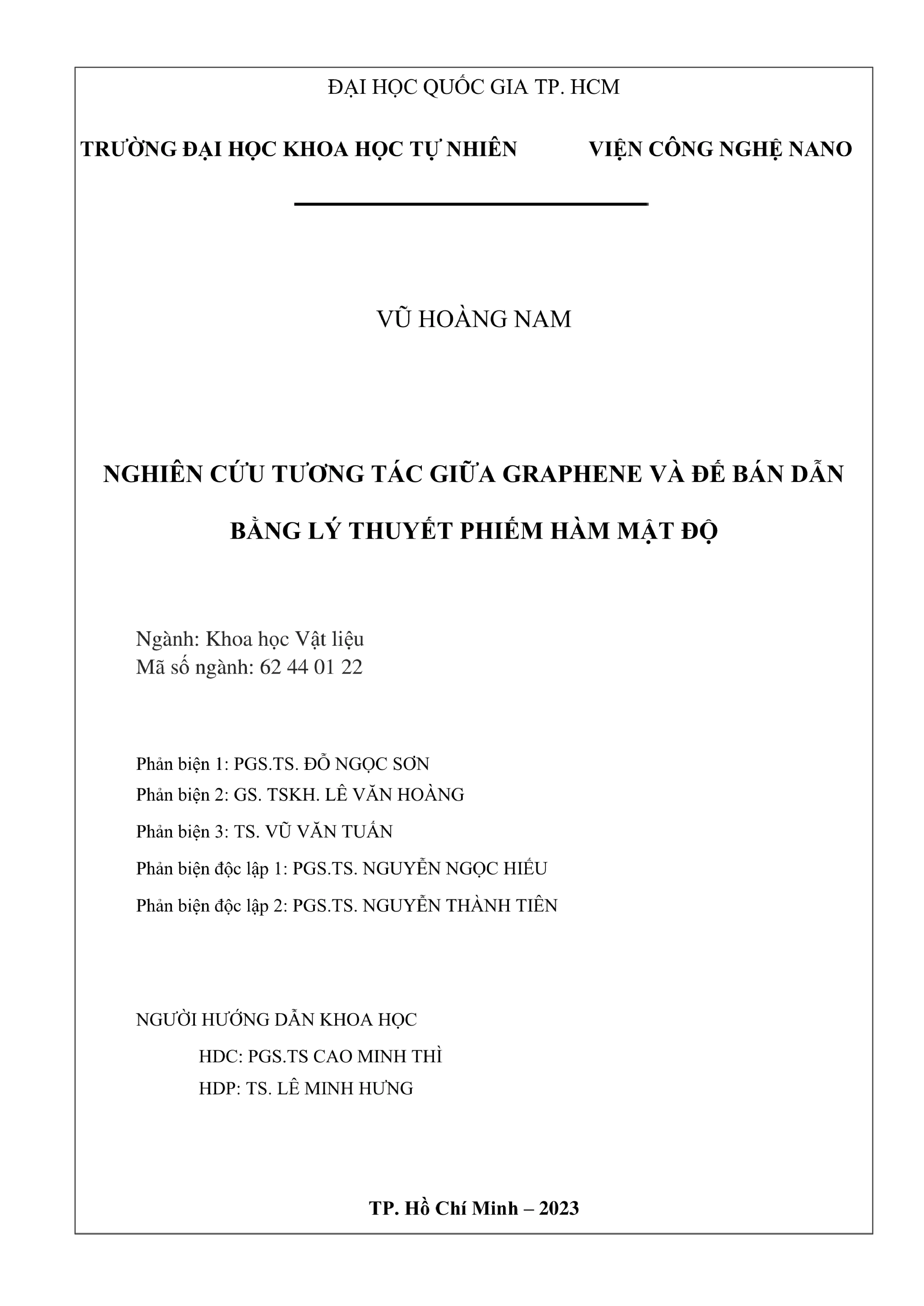 Tương tác graphene-bán dẫn: Nghiên cứu lý thuyết DFT