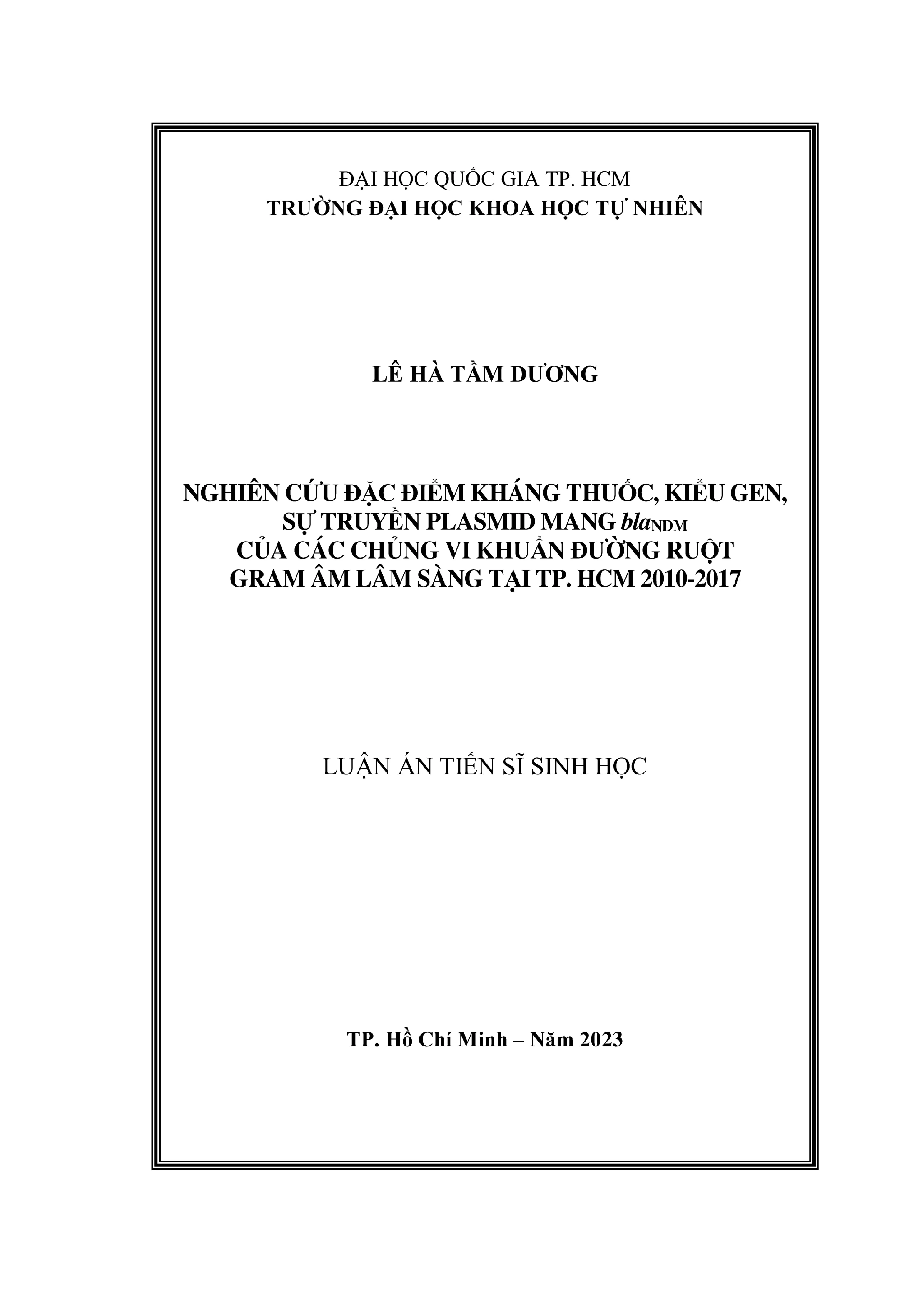 Kháng thuốc gen blandm vi khuẩn Gram âm TP.HCM