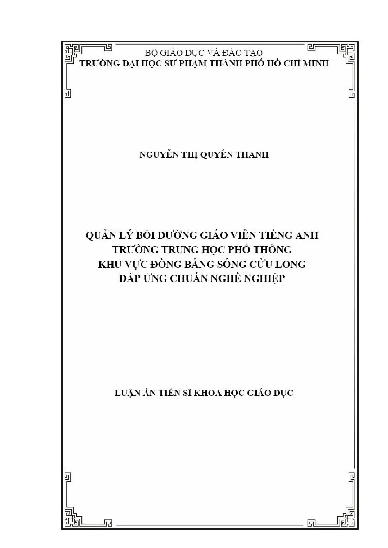 Quản lý bồi dưỡng giáo viên tiếng Anh chuẩn nghề nghiệp