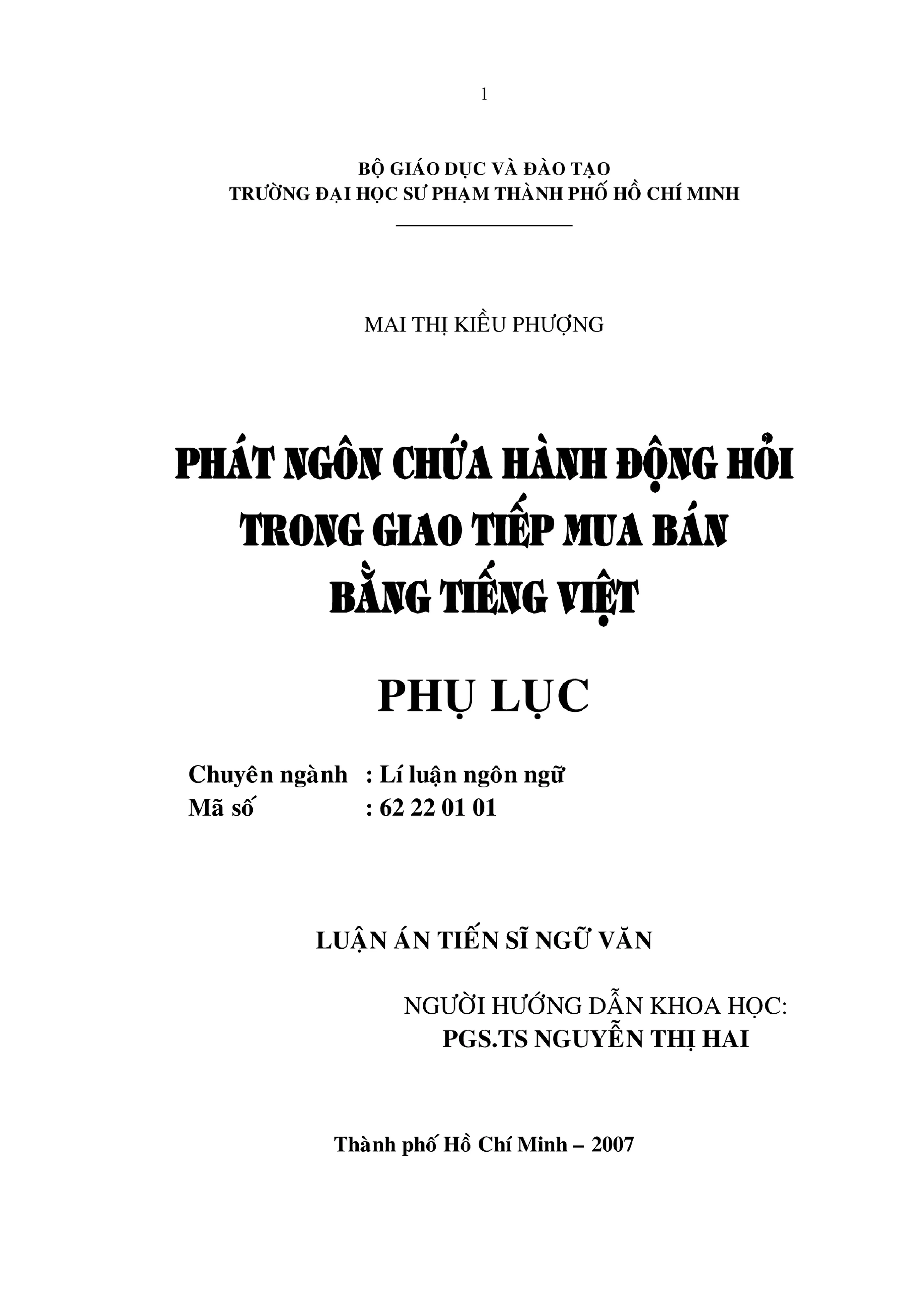Luận án phát ngôn hỏi trong giao tiếp mua bán tiếng Việt