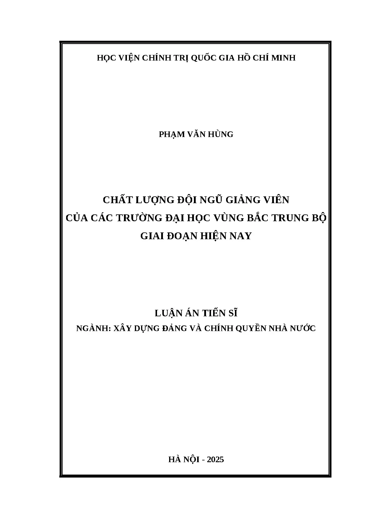 Chất lượng đội ngũ giảng viên của các trường đại học vùng Bắc Trung Bộ giai đoạn hiện nay