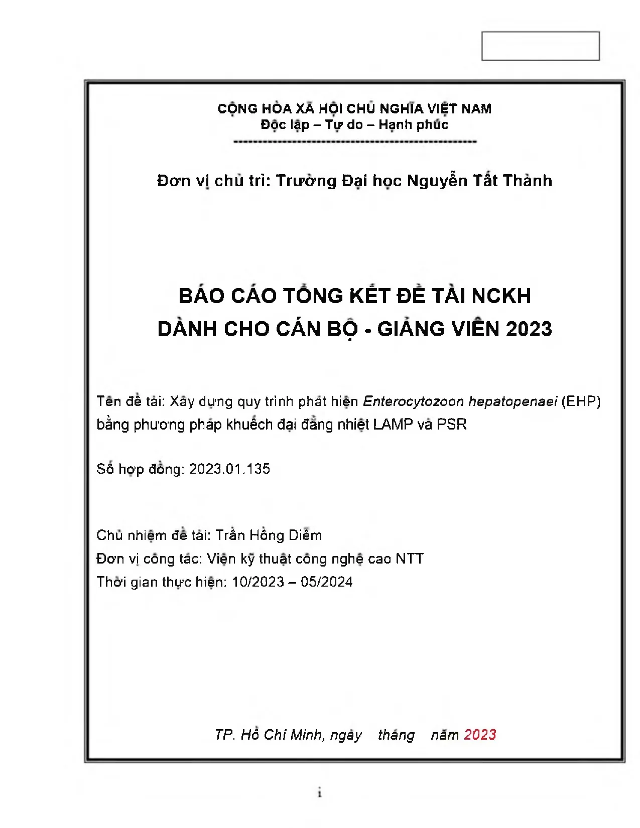 Phát hiện Enterocytozoon hepatopenaei bằng LAMP và PSR