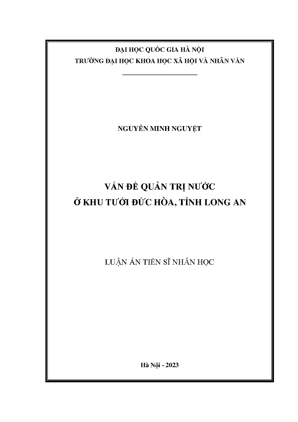 Quản trị nước ở khu tưới Đức Hòa tỉnh Long An