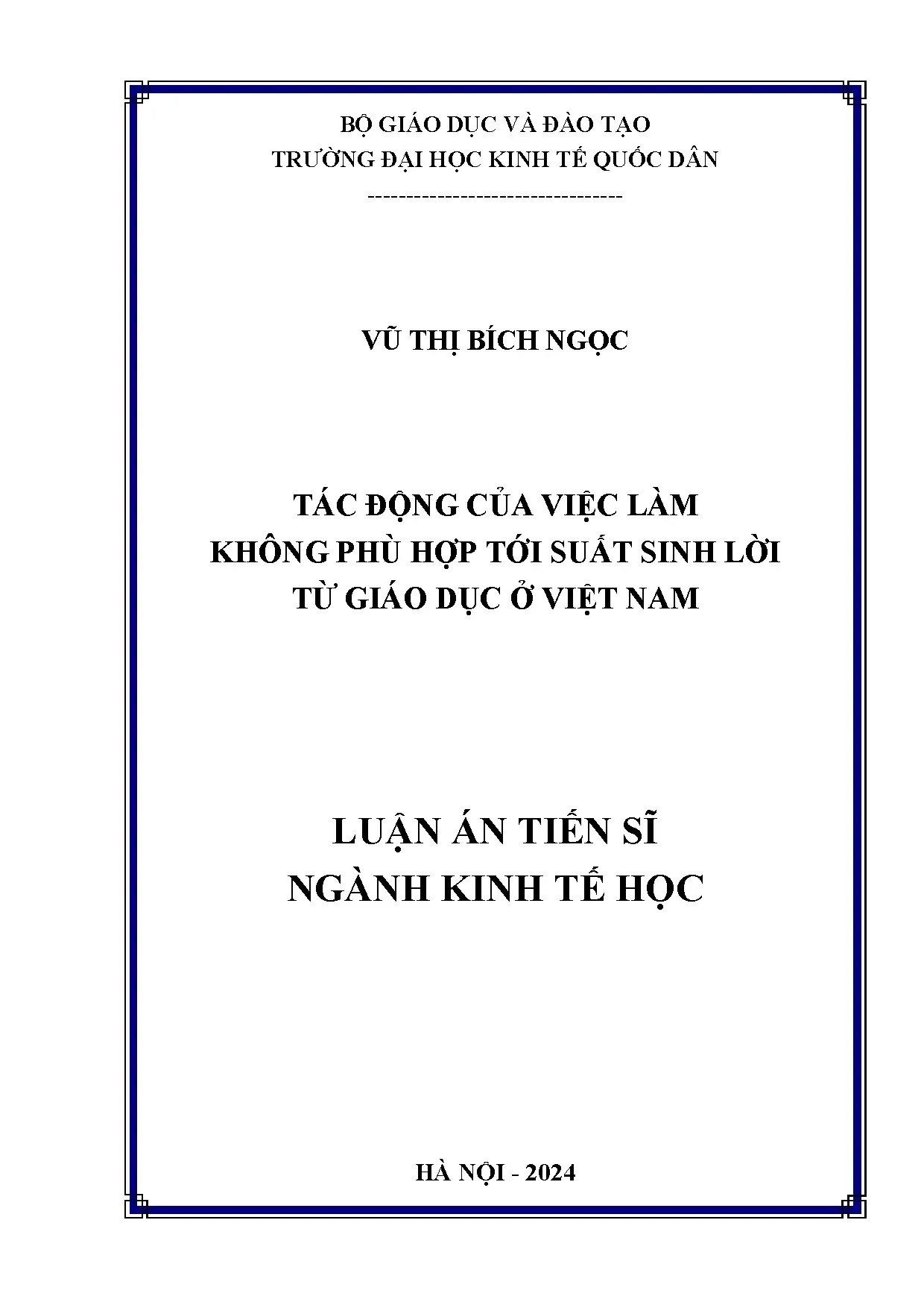 Tác động việc làm không phù hợp tới suất sinh lời giáo dục