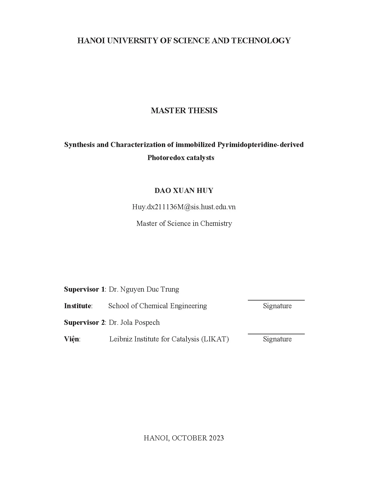 Tổng hợp chất xúc tác quang khử oxi hóa pyrimidopteridine