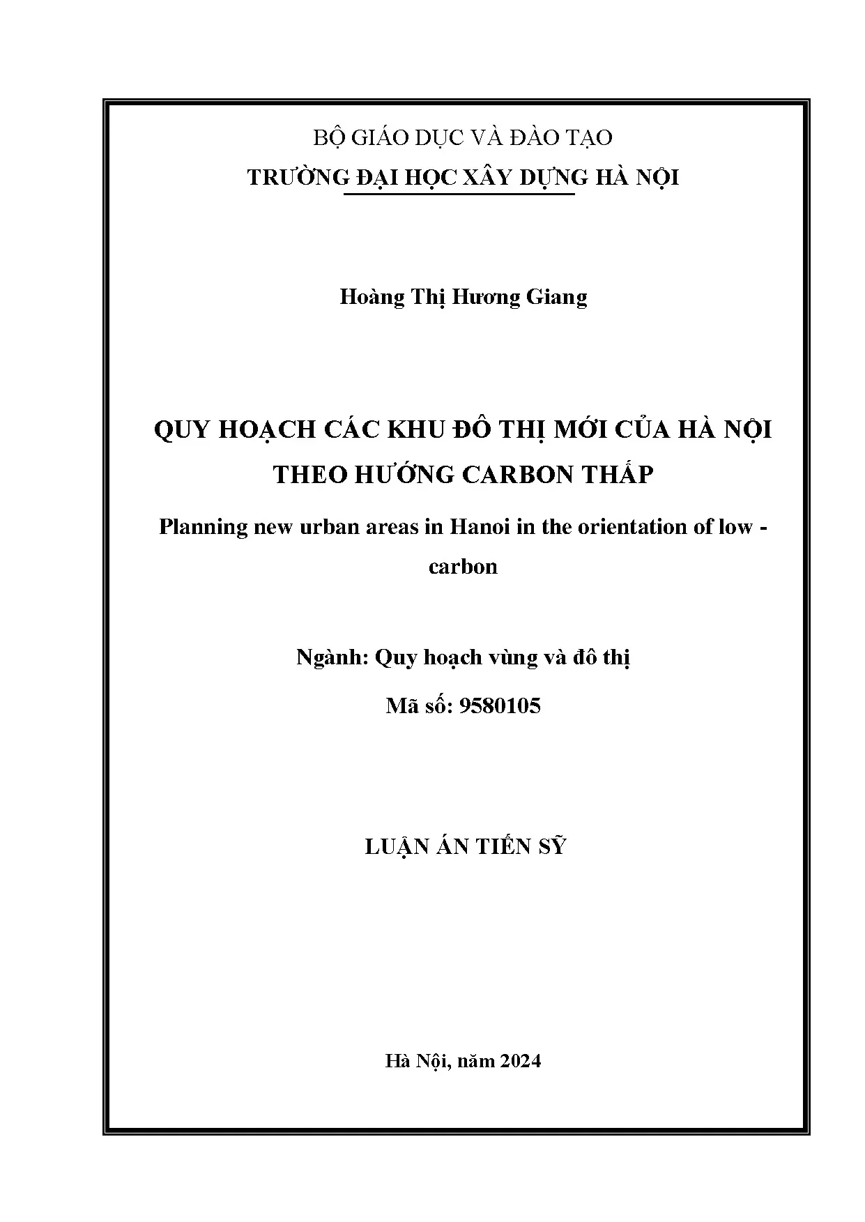 Quy hoạch khu đô thị mới Hà Nội theo hướng carbon thấp