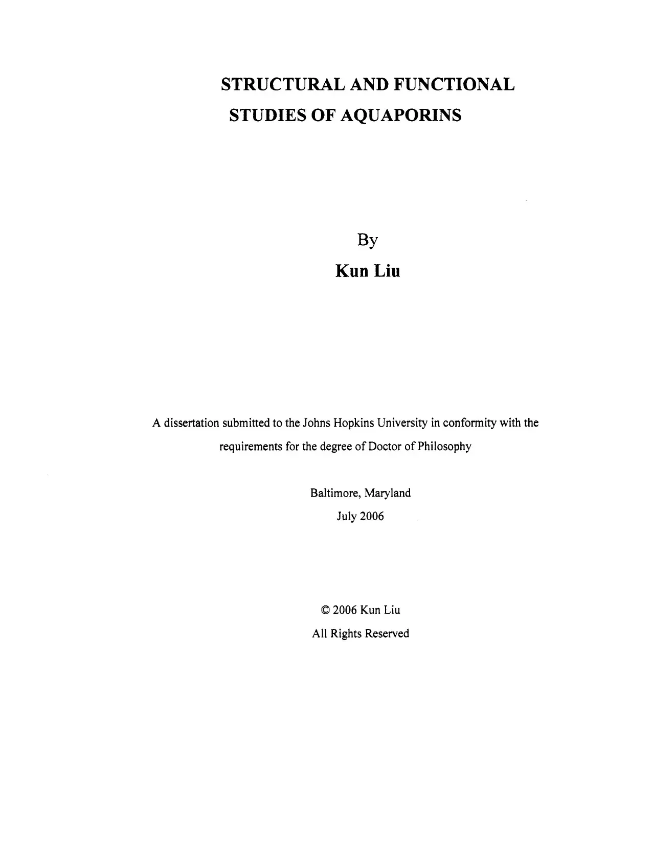 Luận án tiến sĩ: Structural and functional studies of aquaporins