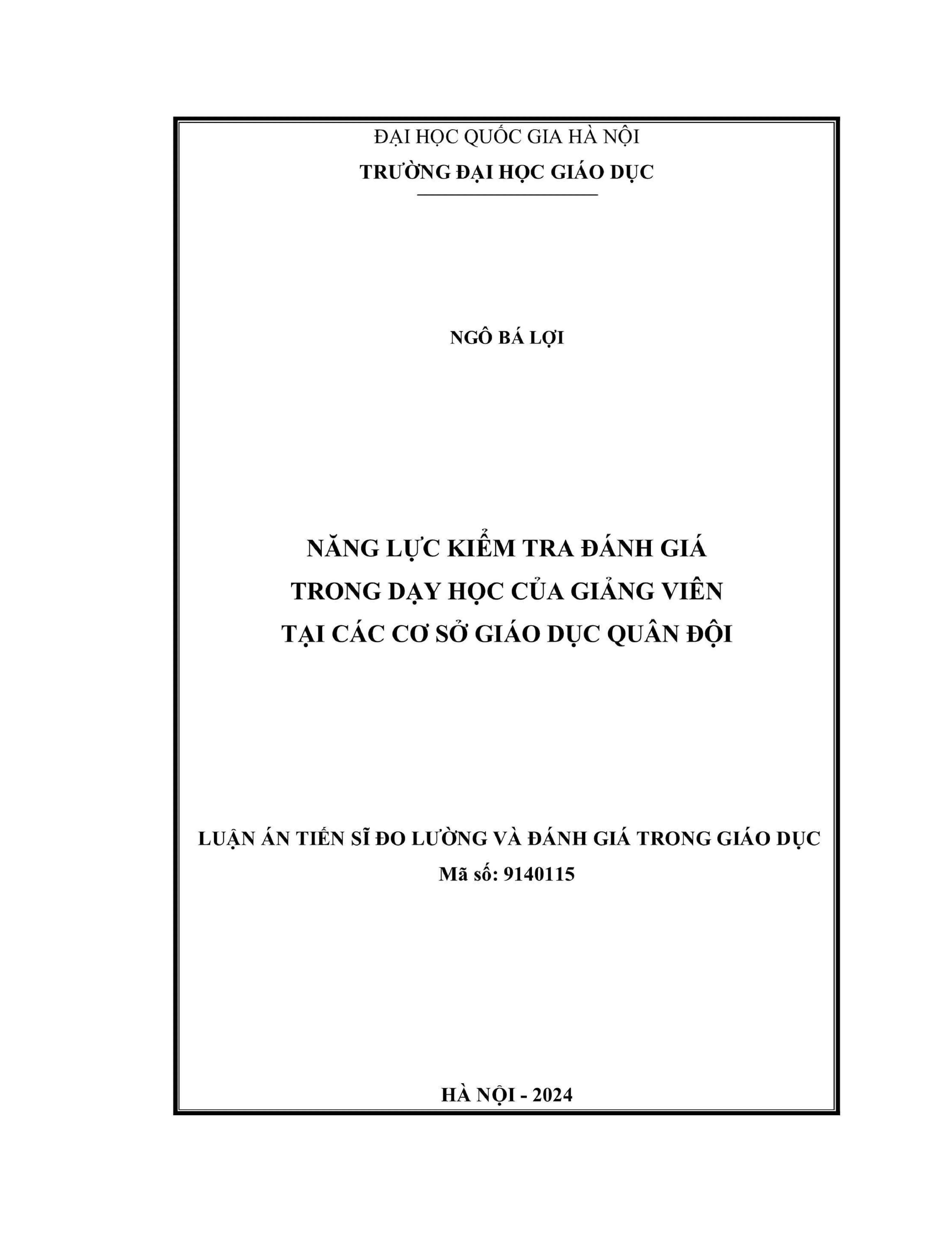 Năng lực kiểm tra đánh giá giảng viên quân đội
