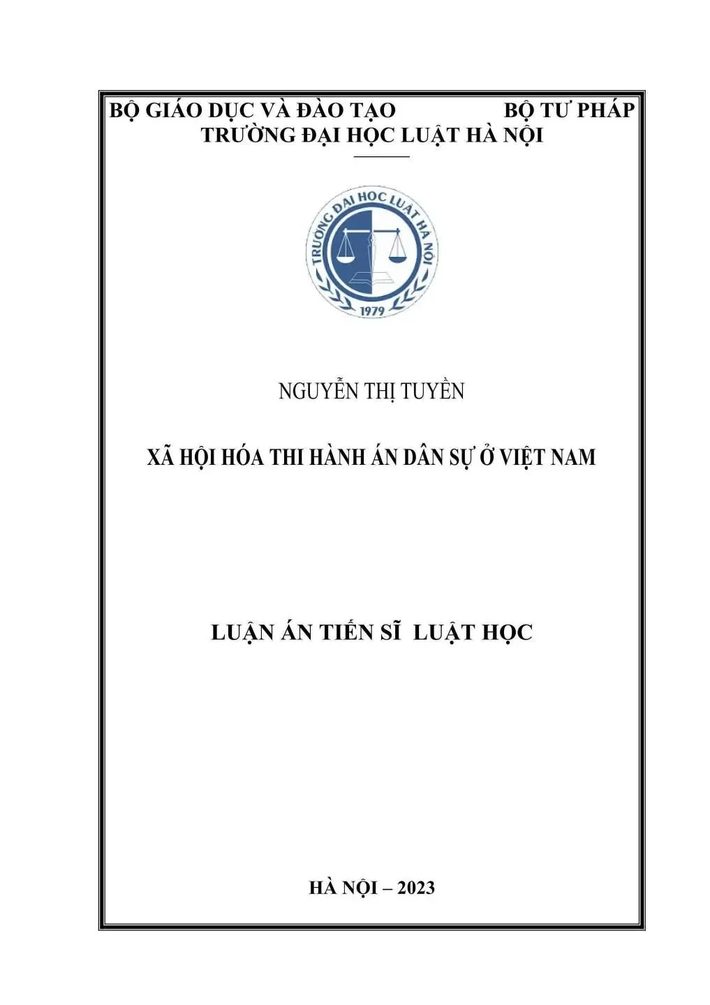 Luận án tiến sĩ Luật học: Xã hội hoá thi hành án dân sự ở Việt Nam