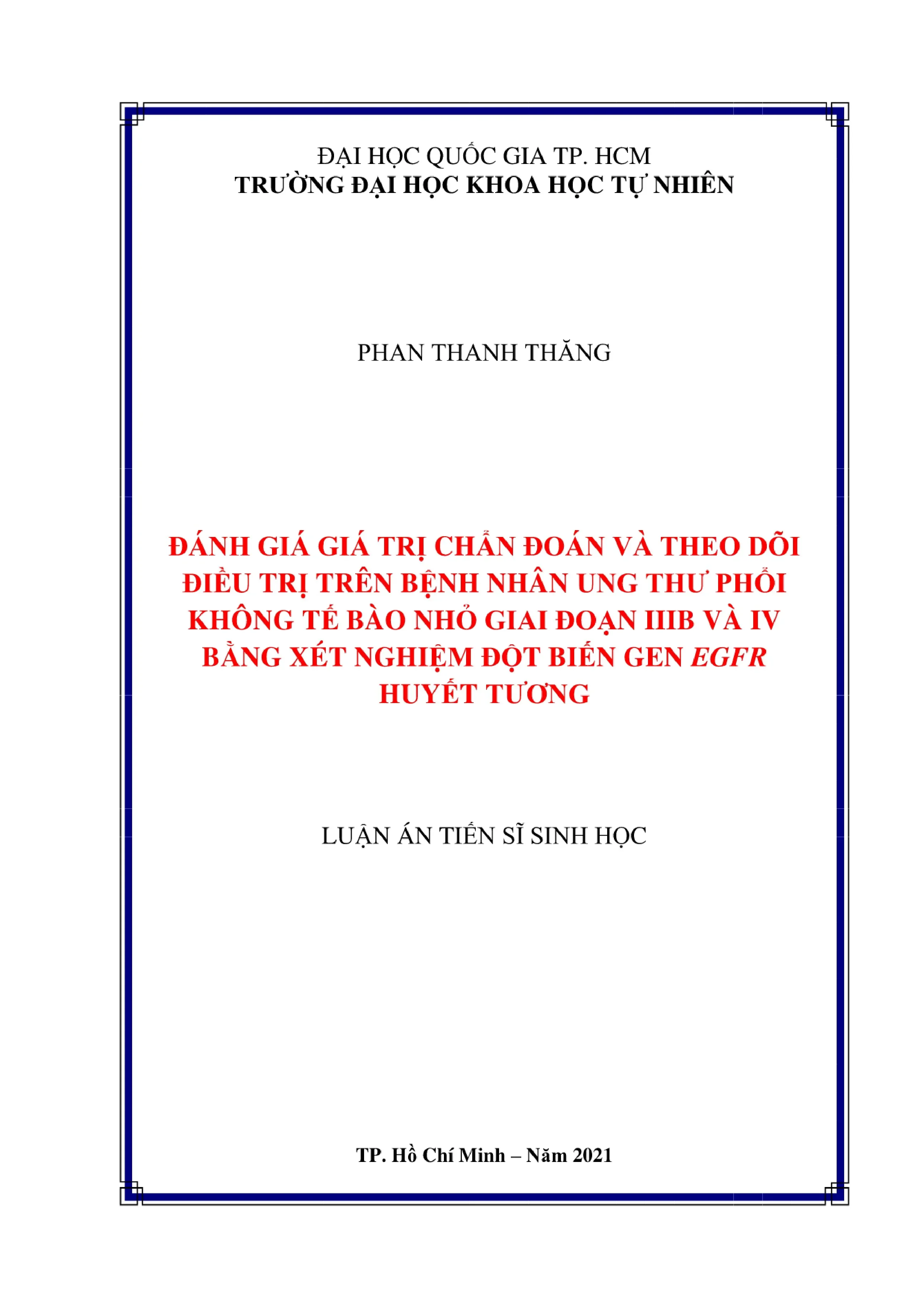Xét nghiệm EGFR huyết tương ung thư phổi giai đoạn IIIB-IV