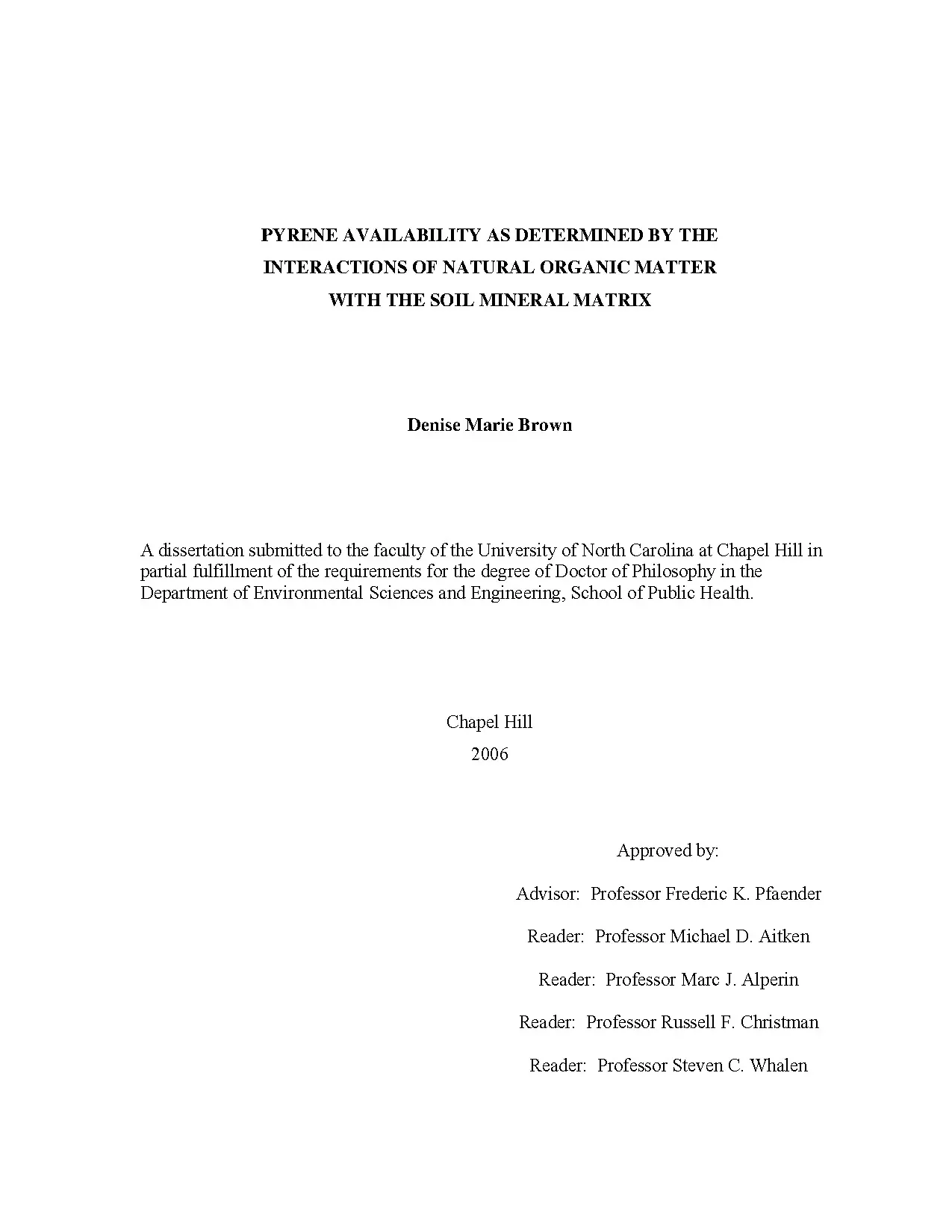 Luận án tiến sĩ: Pyrene availability as determined by the interactions of natural organic matter with the soil mineral matrix