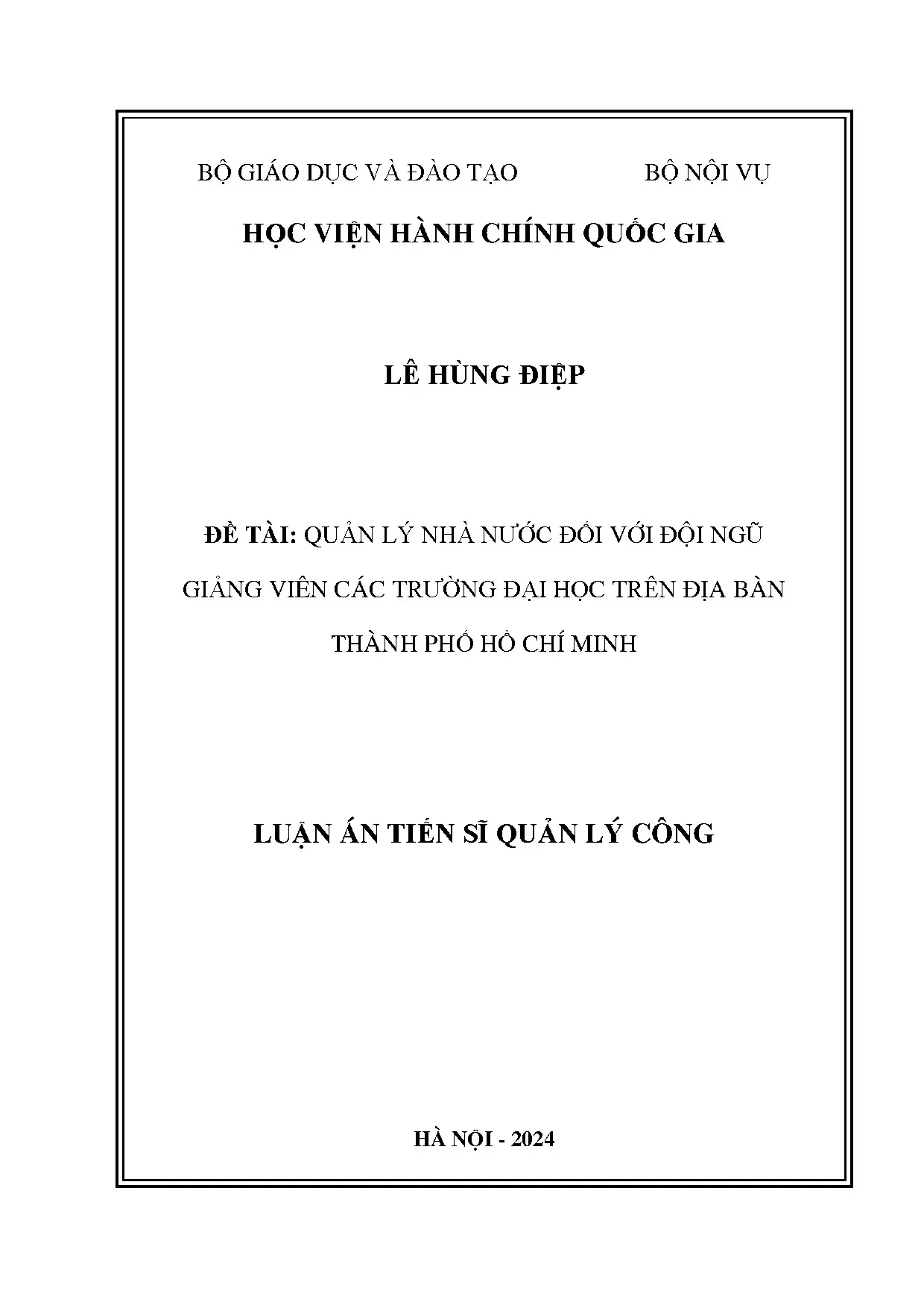 Quản lý nhà nước đội ngũ giảng viên đại học TP HCM