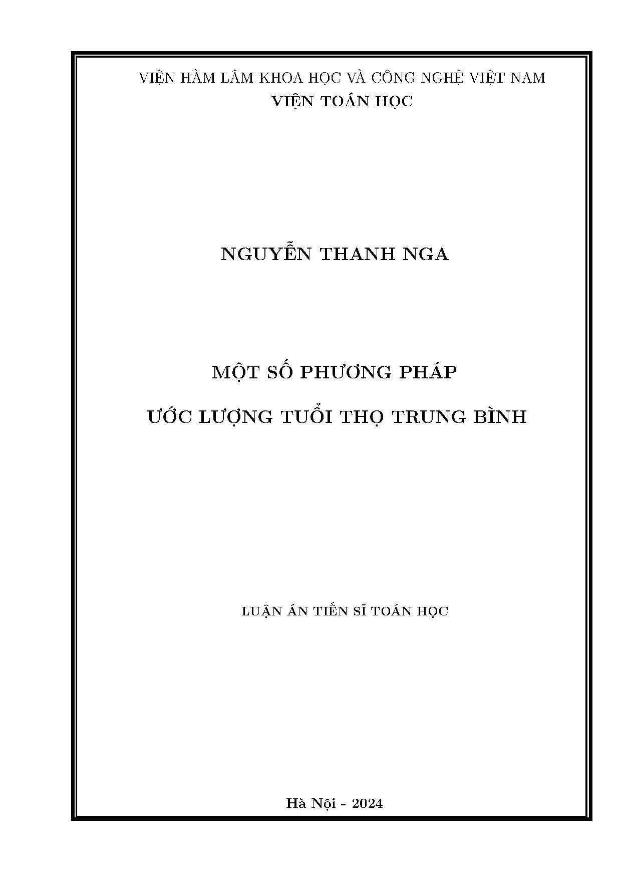 Phương pháp ước lượng tuổi thọ trung bình - Luận án tiến sĩ