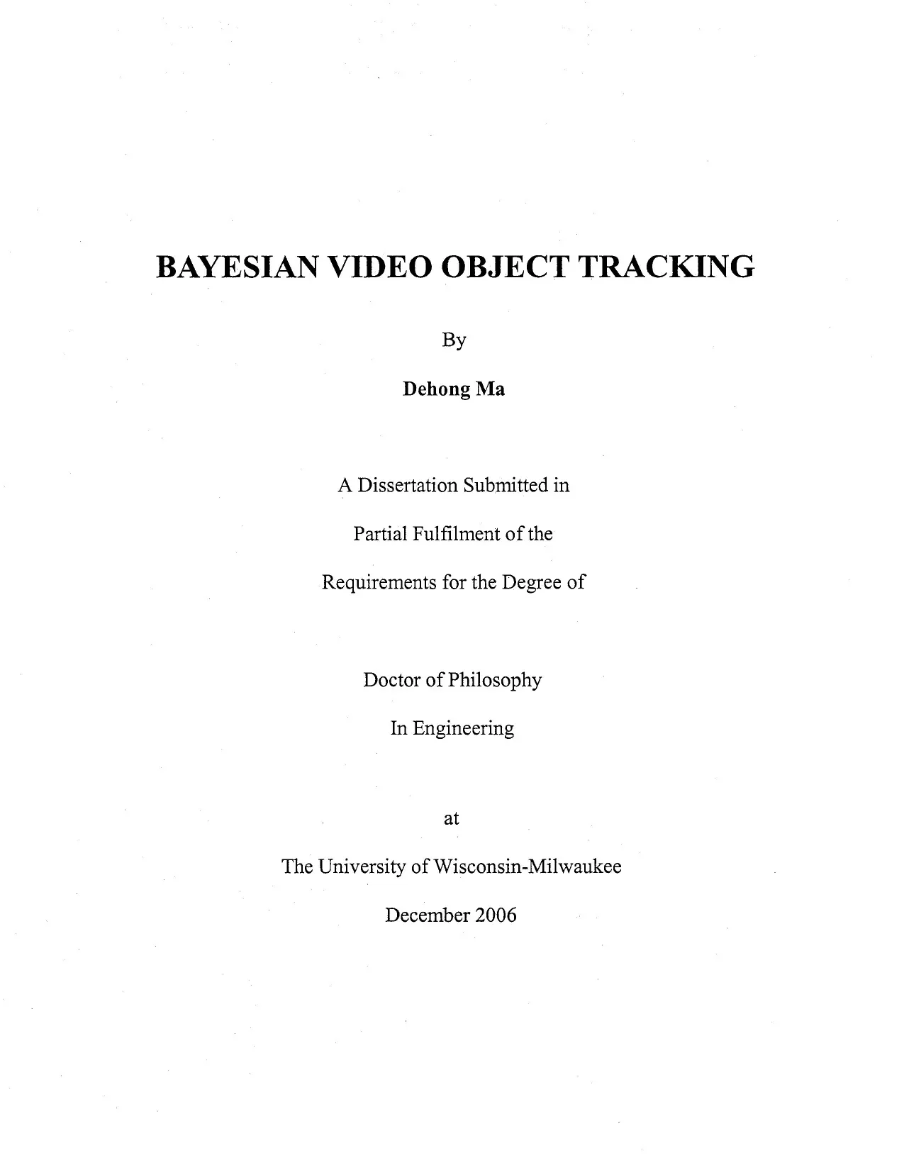 Luận án tiến sĩ Bayesian Video Object Tracking